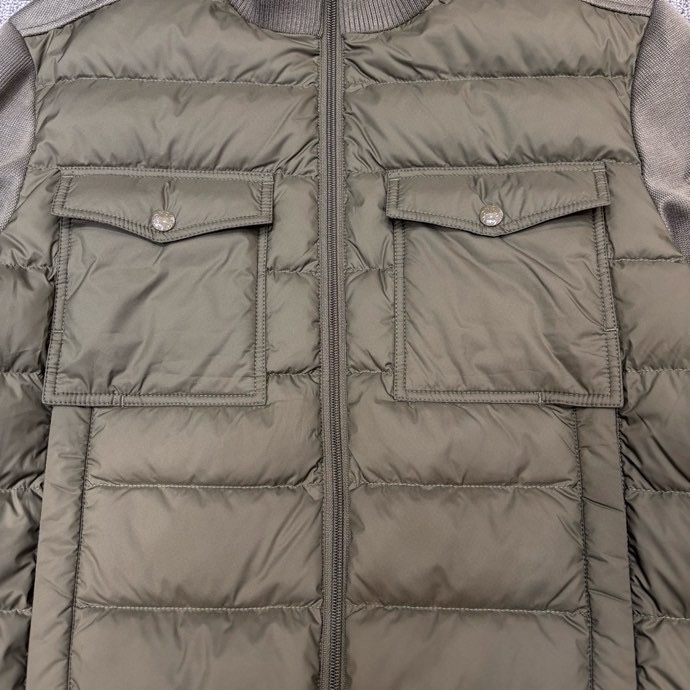 Áo khoác phao Moncler 8011 Xanh Rêu túi ngực tay len Like Auth 48-52 VTN