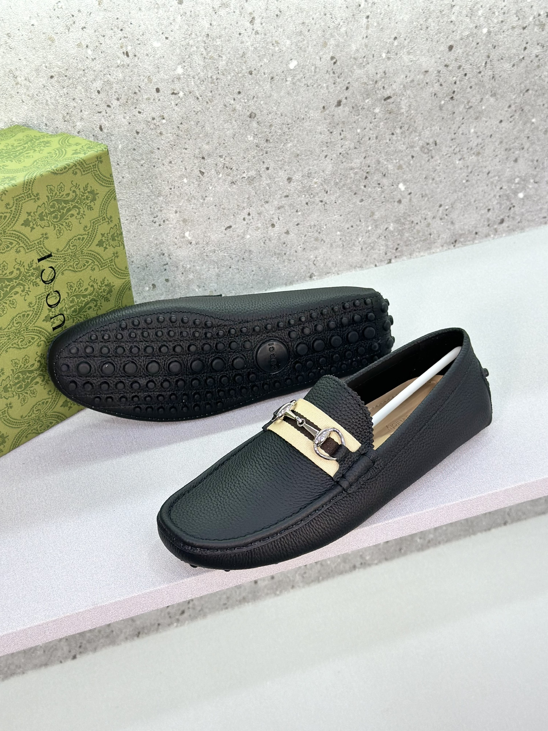 Giày lười moca Gucci GC Đen kẻ sọc Nâu Be móc tag Bạc Like Auth 1-1 on web fullbox VTN