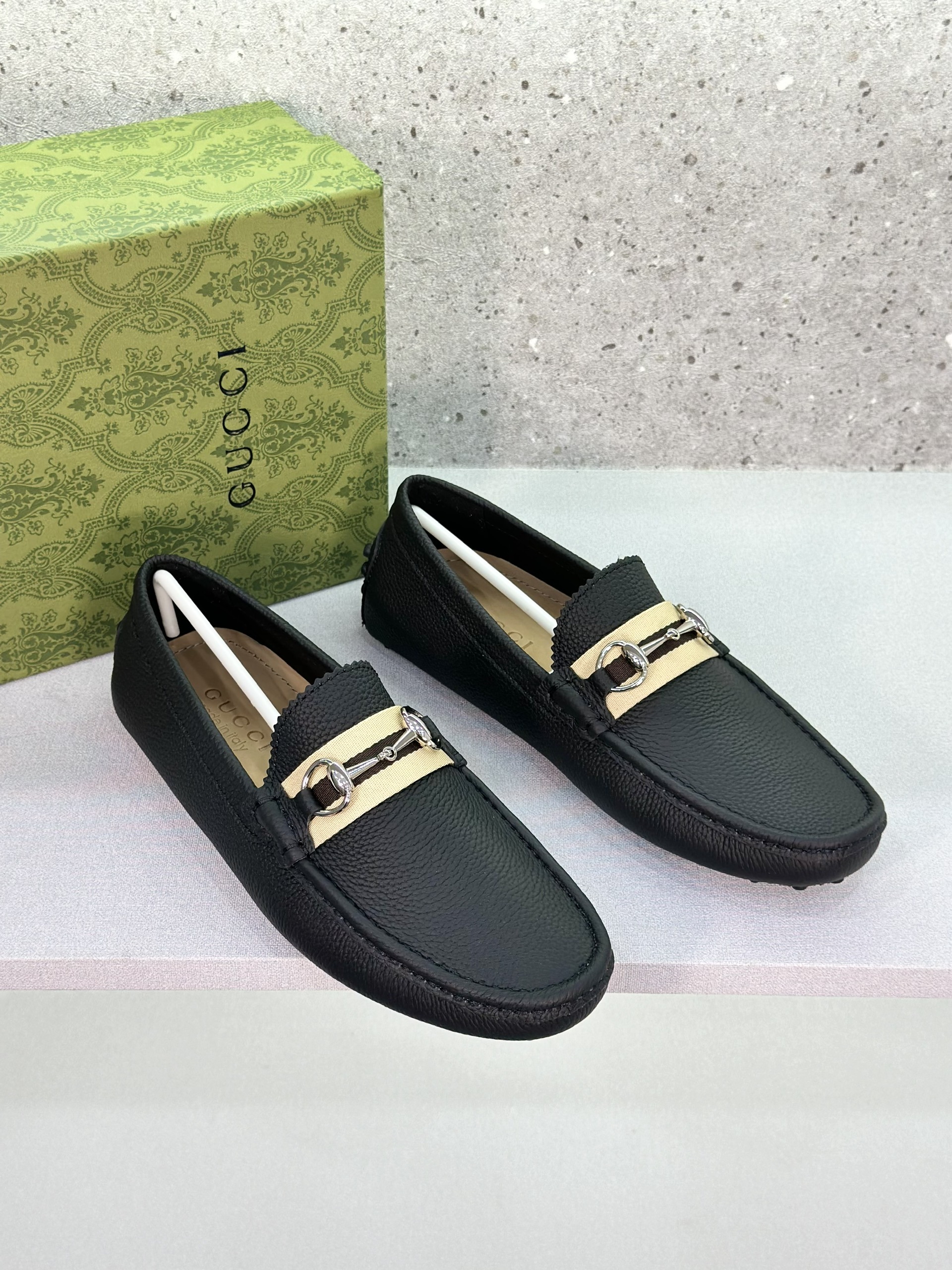 Giày lười moca Gucci GC Đen kẻ sọc Nâu Be móc tag Bạc Like Auth 1-1 on web fullbox VTN