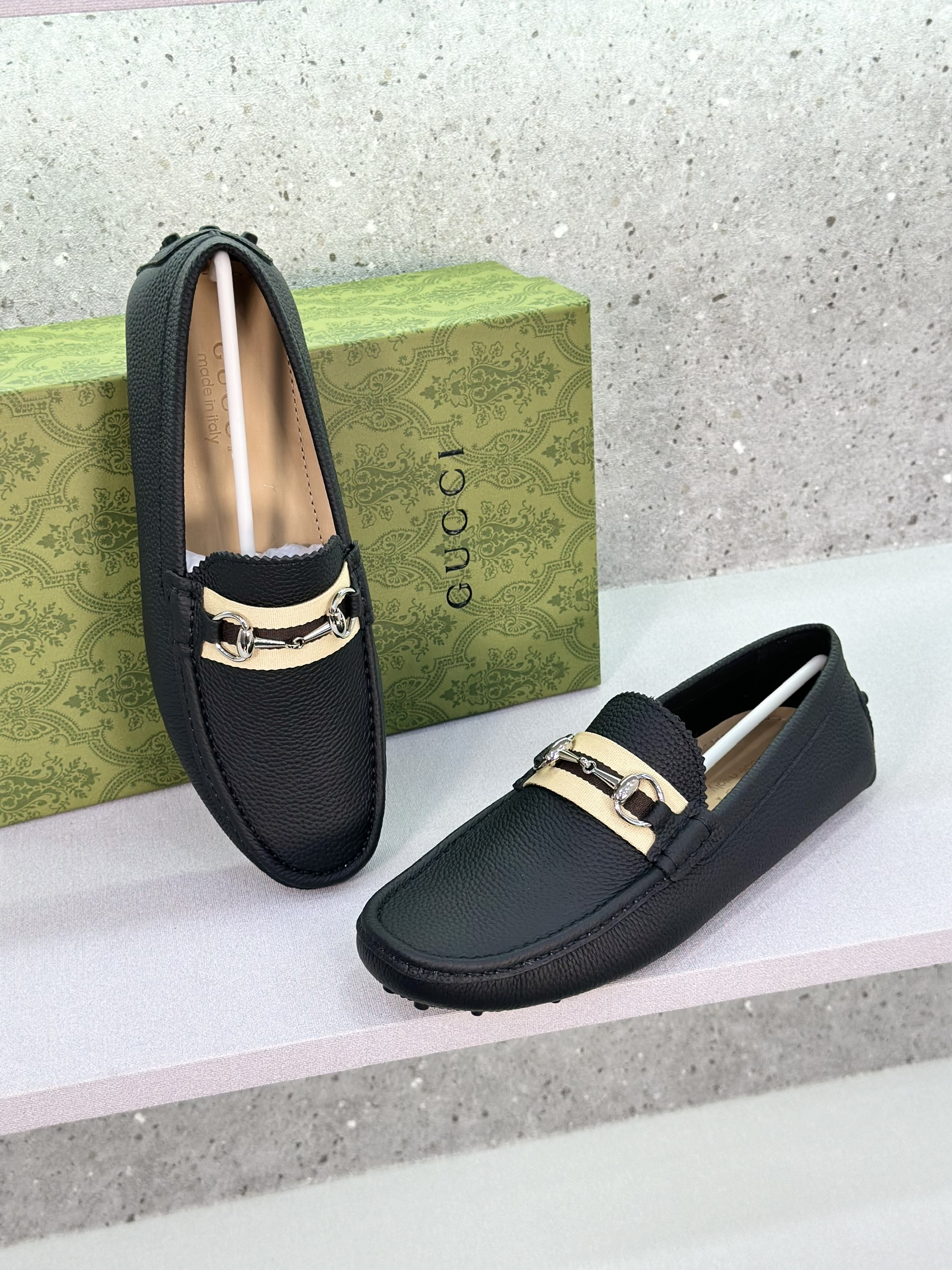 Giày lười moca Gucci GC Đen kẻ sọc Nâu Be móc tag Bạc Like Auth 1-1 on web fullbox VTN