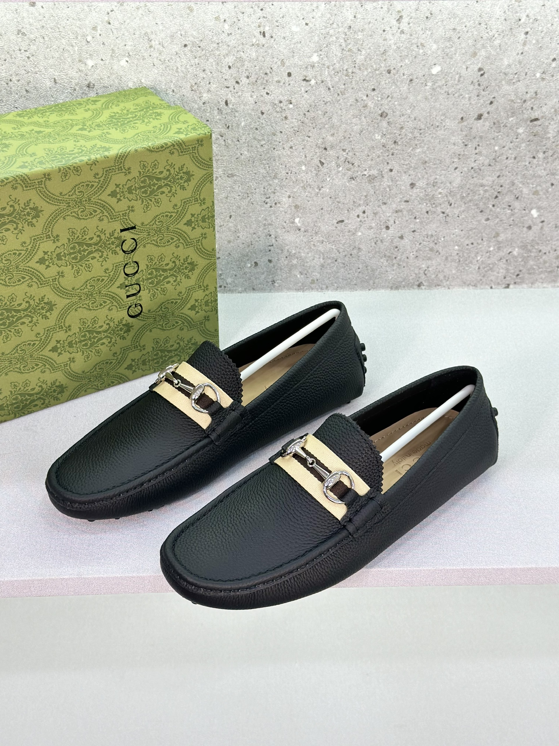 Giày lười moca Gucci GC Đen kẻ sọc Nâu Be móc tag Bạc Like Auth 1-1 on web fullbox VTN