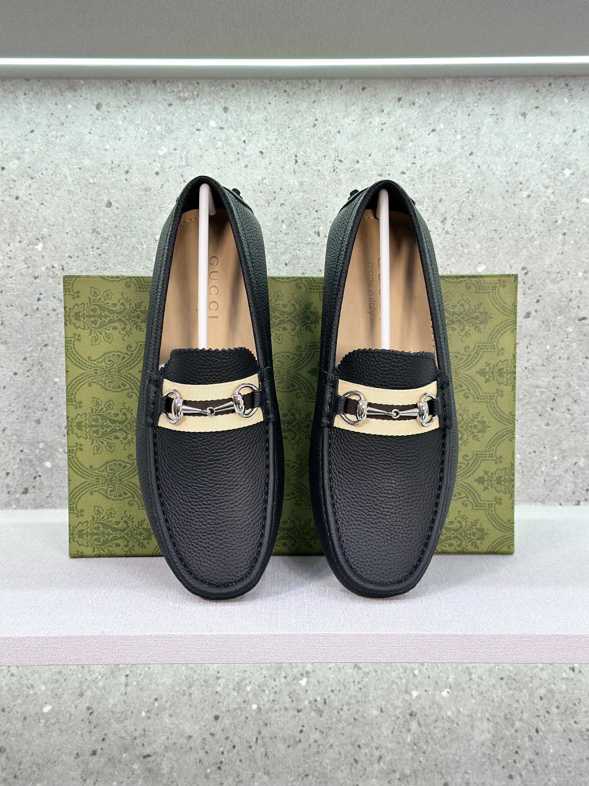 Giày lười moca Gucci GC Đen kẻ sọc Nâu Be móc tag Bạc Like Auth 1-1 on web fullbox VTN