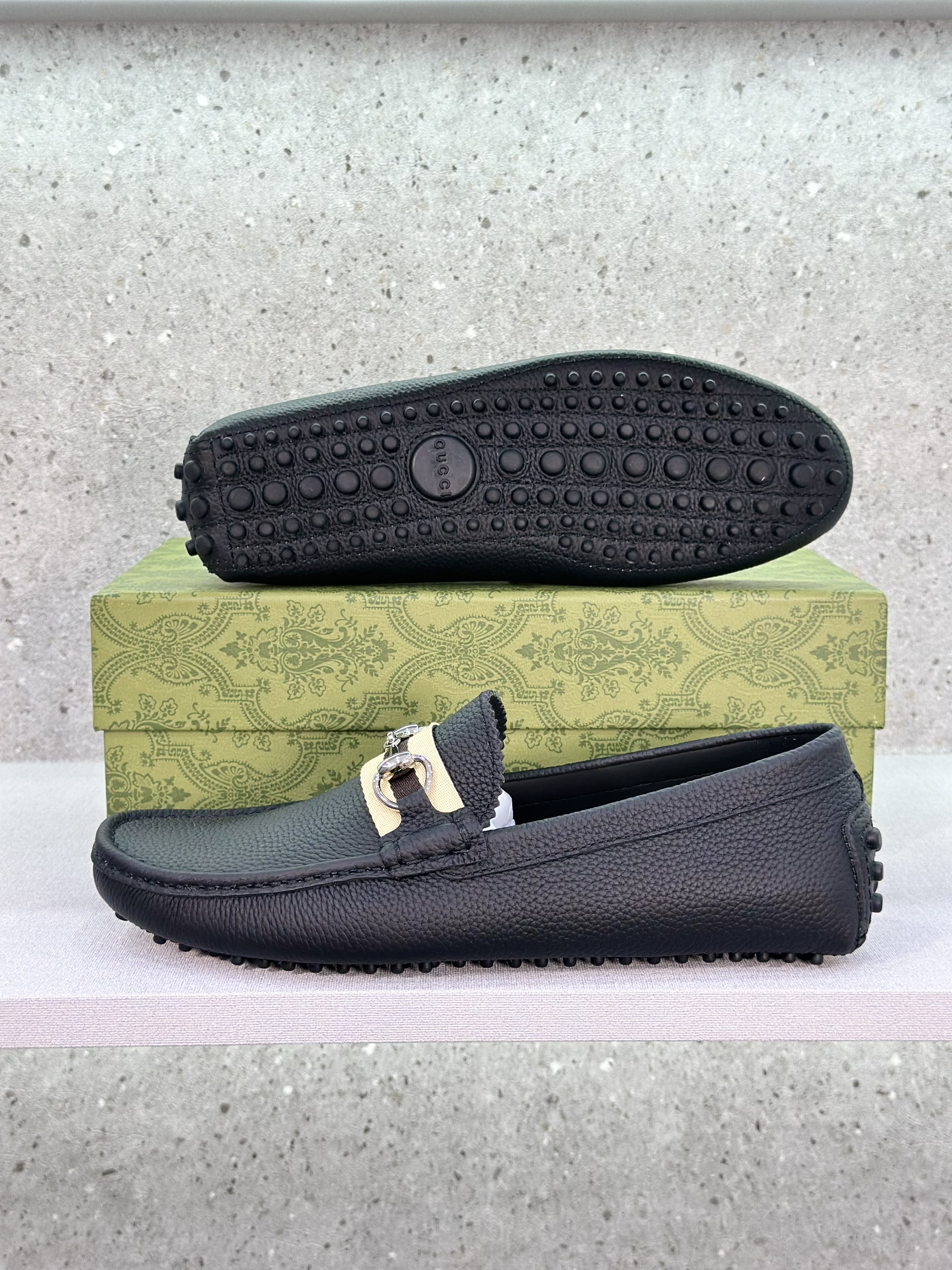 Giày lười moca Gucci GC Đen kẻ sọc Nâu Be móc tag Bạc Like Auth 1-1 on web fullbox VTN