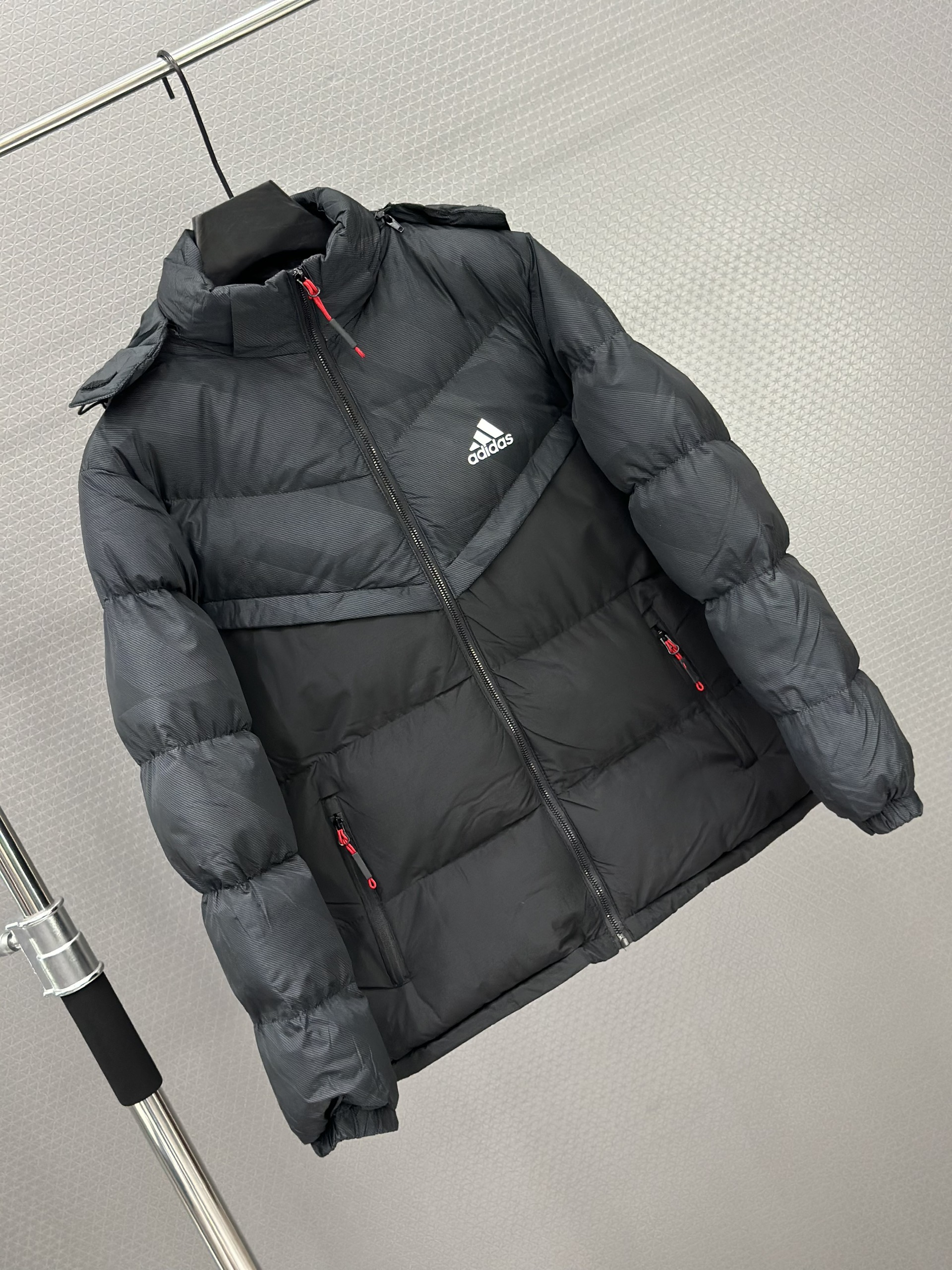 Áo khoác phao Adidas khóa mũ Đen Xám Like Auth L-3XL VTN