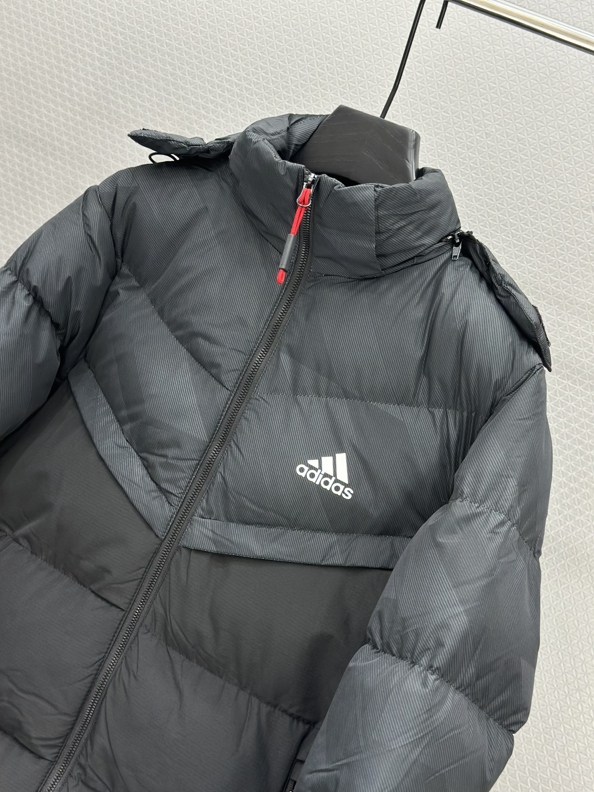 Áo khoác phao Adidas khóa mũ Đen Xám Like Auth L-3XL VTN