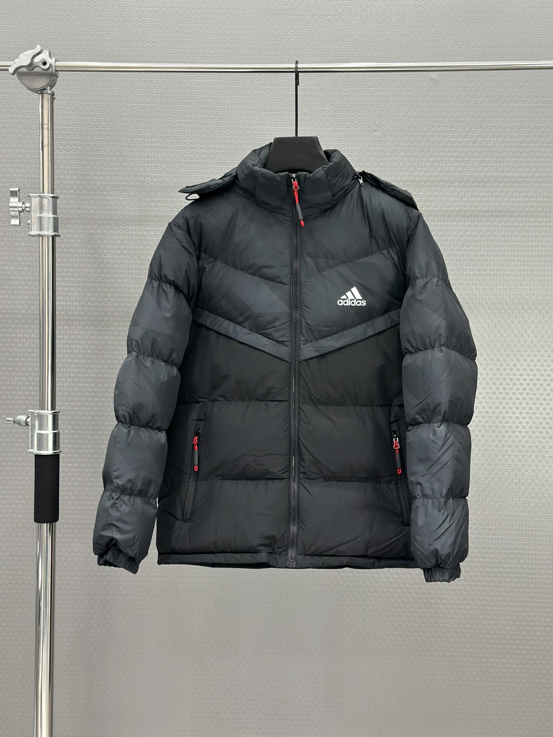 Áo khoác phao Adidas khóa mũ Đen Xám Like Auth L-3XL VTN