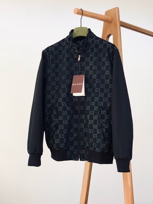 Áo khoác Gucci GC 7622 Đen monogram bo ống tay Like Auth 46-50 VTN