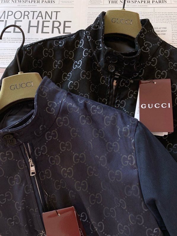 Áo khoác Gucci GC 7622 Đen monogram bo ống tay Like Auth 46-50 VTN