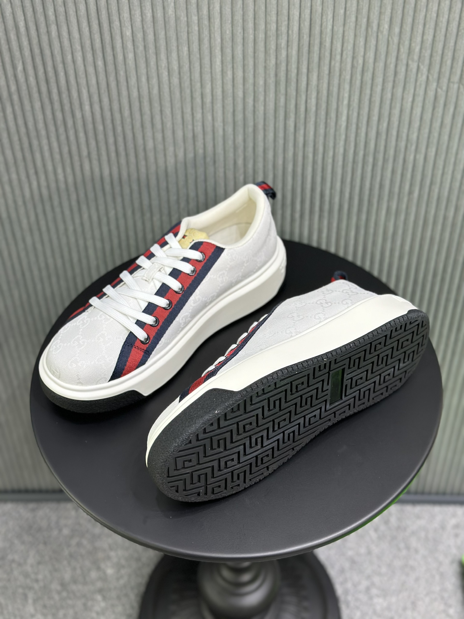 Giày sneaker Gucci GC vải Trắng kẻ Xanh Đỏ Like Auth 38-43 VTN