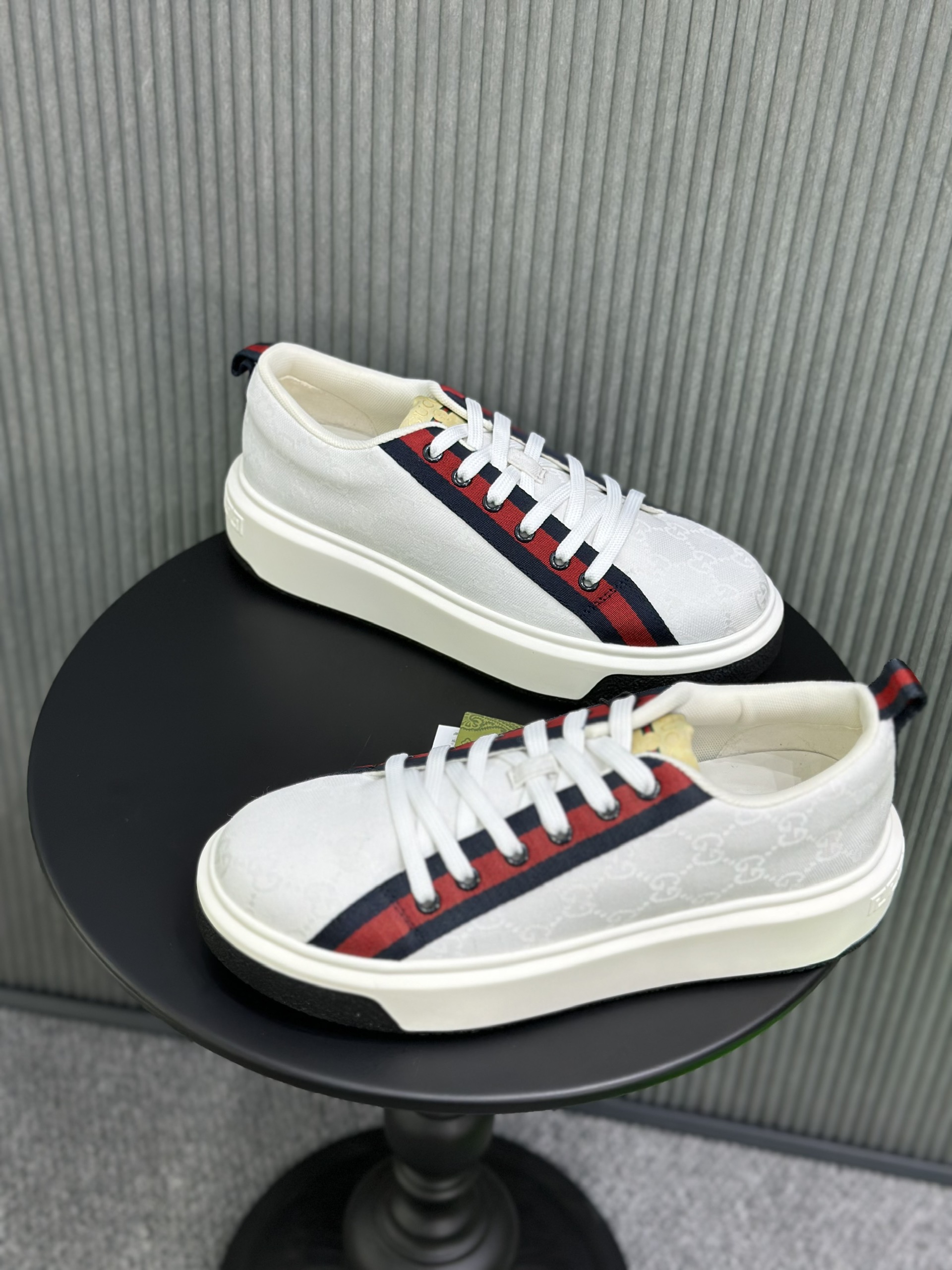 Giày sneaker Gucci GC vải Trắng kẻ Xanh Đỏ Like Auth 38-43 VTN