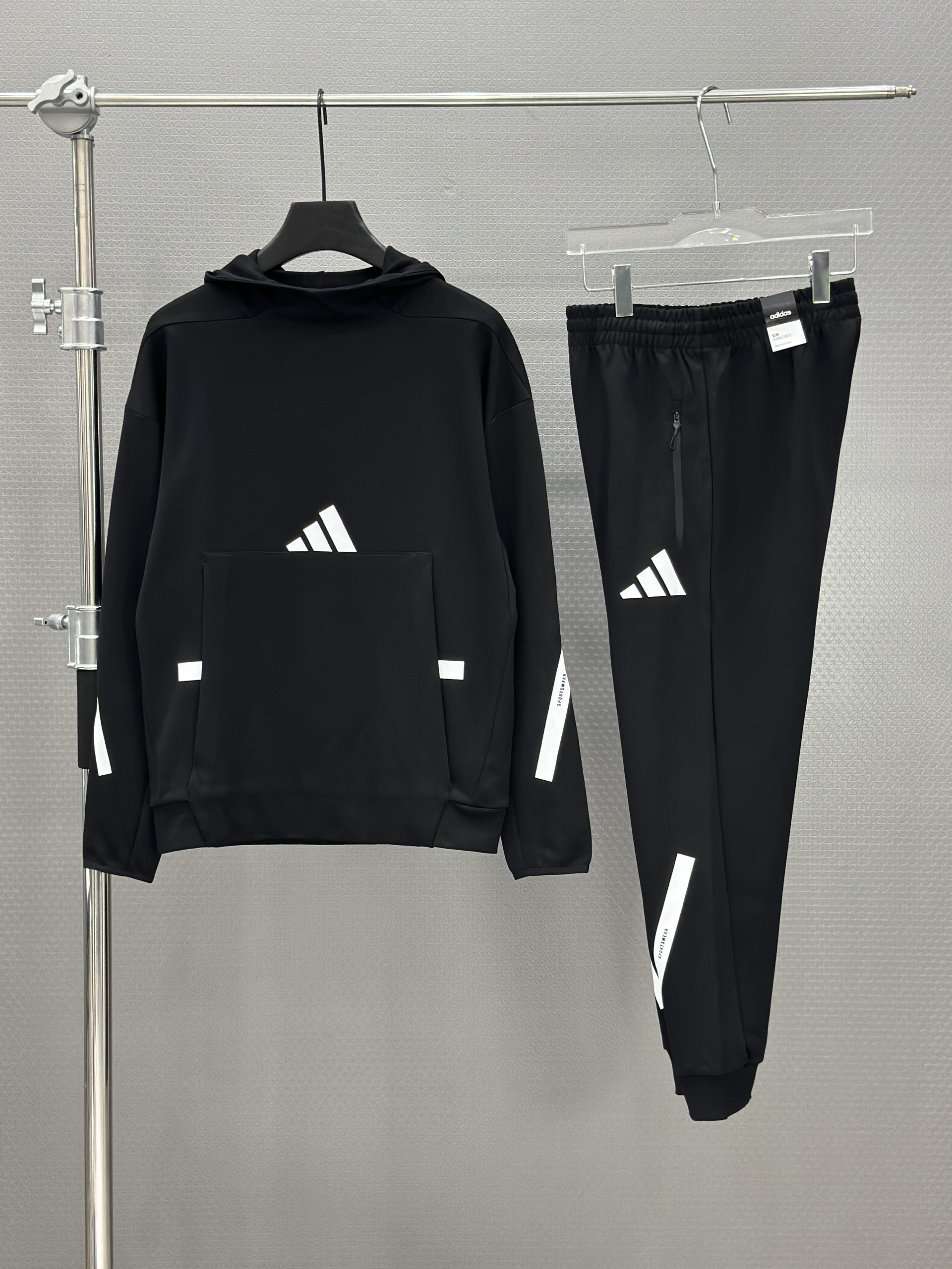 Set bộ thu đông Adidas mũ túi bụng logo Trắng kẻ Like Auth XS-L VTN