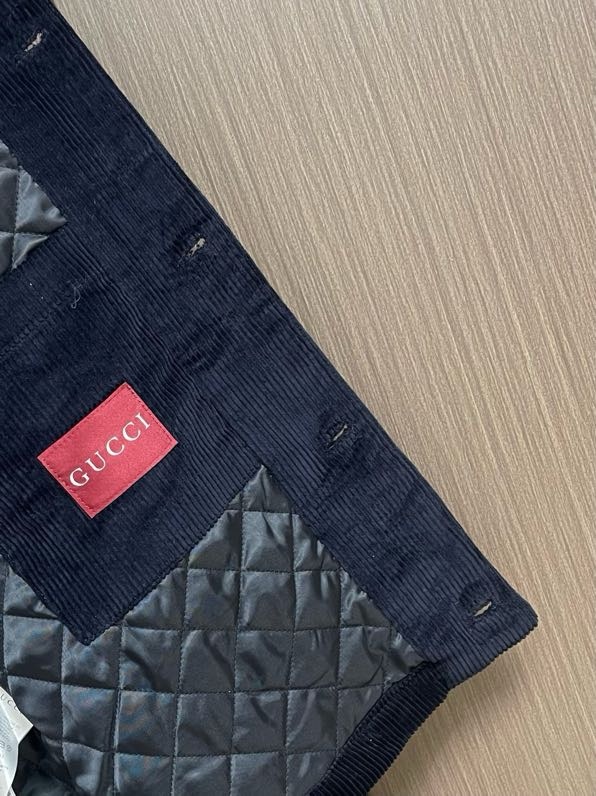 Áo khoác Gucci GC 1271 nhung tăm Xanh than túi ngực Like Auth S-L VTN