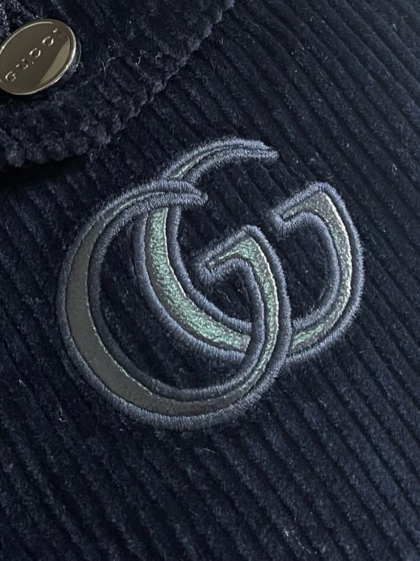 Áo khoác Gucci GC 1271 nhung tăm Xanh than túi ngực Like Auth S-L VTN