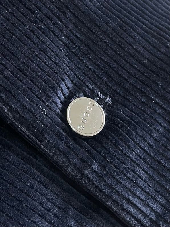 Áo khoác Gucci GC 1271 nhung tăm Xanh than túi ngực Like Auth S-L VTN