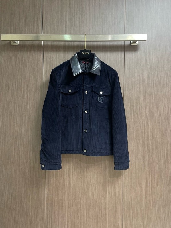 Áo khoác Gucci GC 1271 nhung tăm Xanh than túi ngực Like Auth S-L VTN