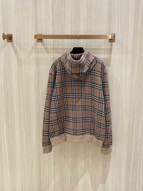 Áo khoác Burberry BBR Nâu khóa mũ kẻ sọc Like Auth S-L VTN