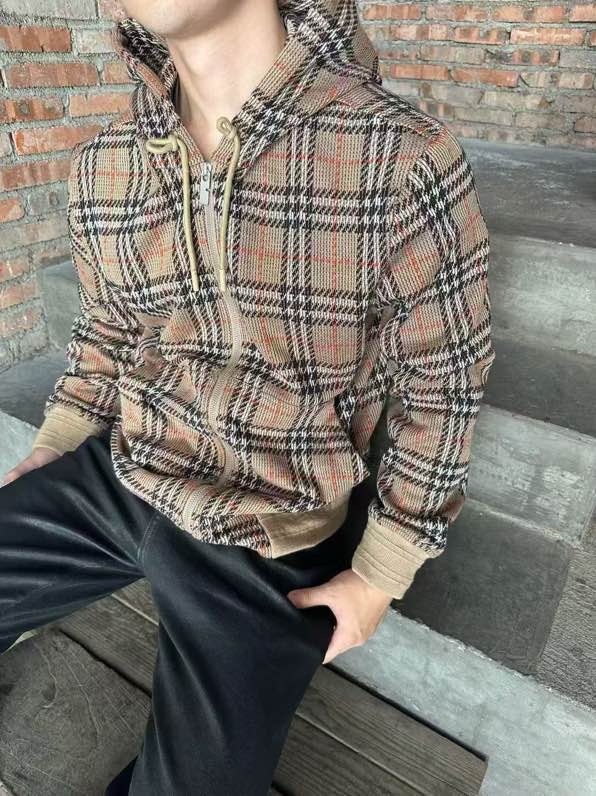 Áo khoác Burberry BBR Nâu khóa mũ kẻ sọc Like Auth S-L VTN
