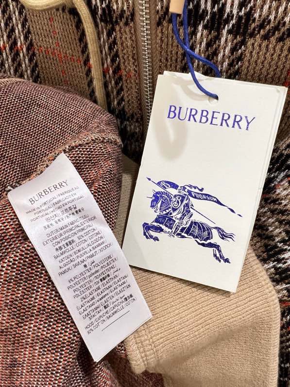 Áo khoác Burberry BBR Nâu khóa mũ kẻ sọc Like Auth S-L VTN