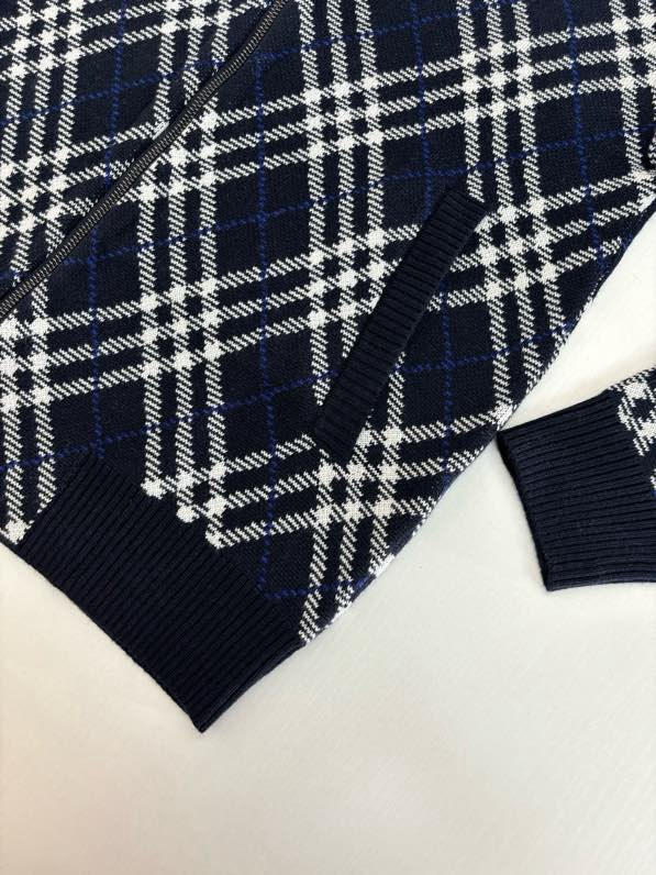 Áo khoác bomber len Burberry BBR 1271 Đen kẻ Trắng Like Auth S-XL VTN