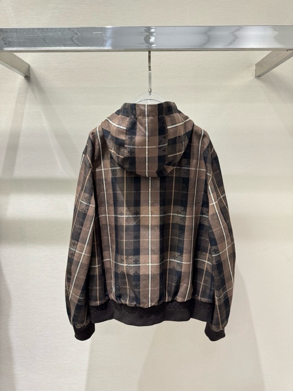 Áo khoác Hoodie khóa Louis Vuitton LV 1361 Nâu kẻ logo to Like Auth S-L VTN