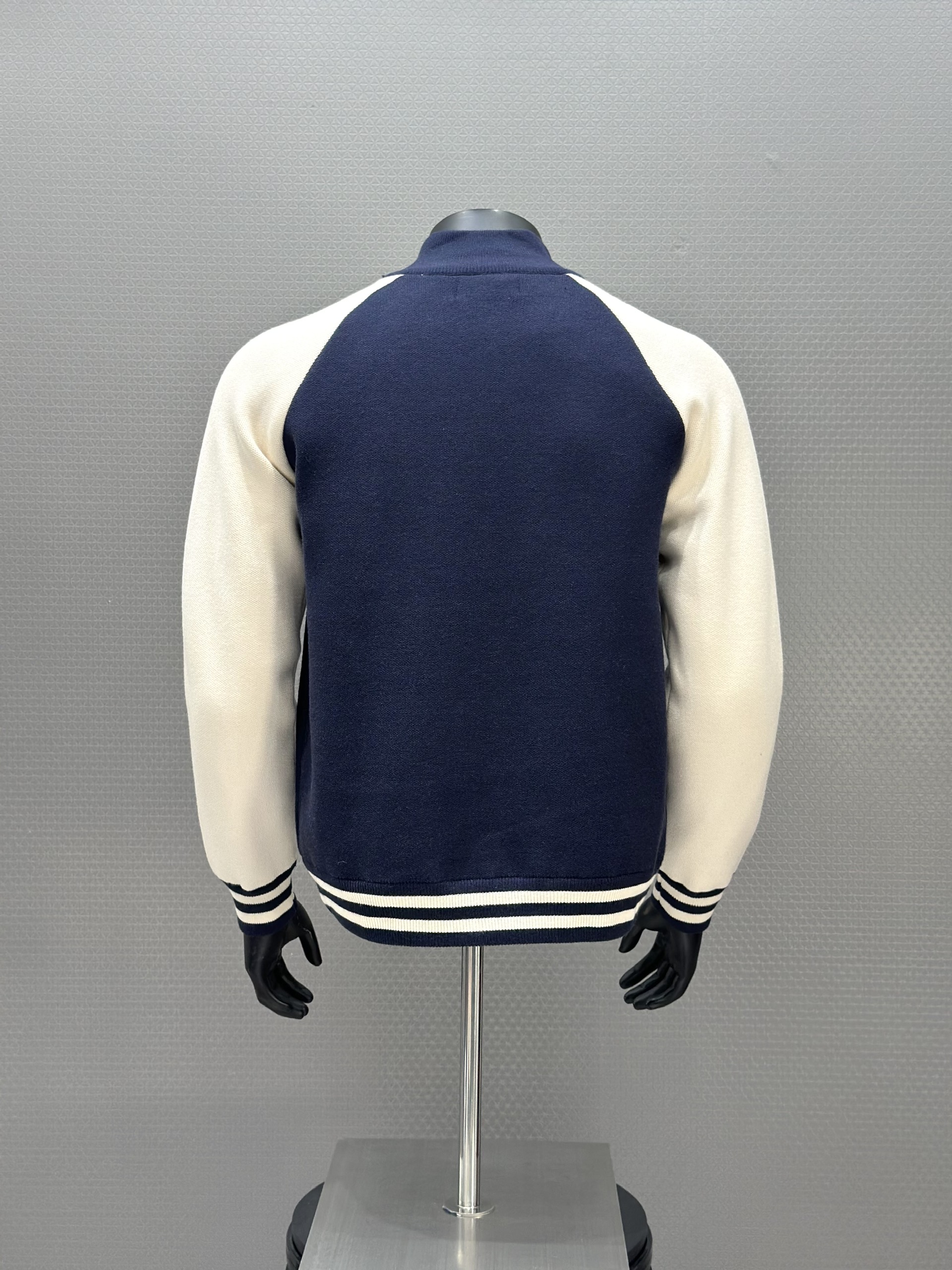 Áo khoác len khóa Dolce Gabbana DG Xanh Than tay Trắng logo thêu ngực Like Auth 48-54 VTN