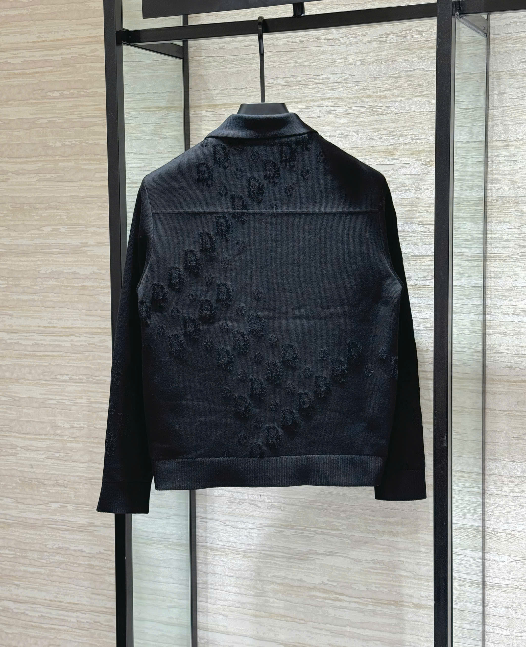 Áo khoác len Dior CD cổ bẻ túi ngực Đen loang Like Auth 48-54 DDT