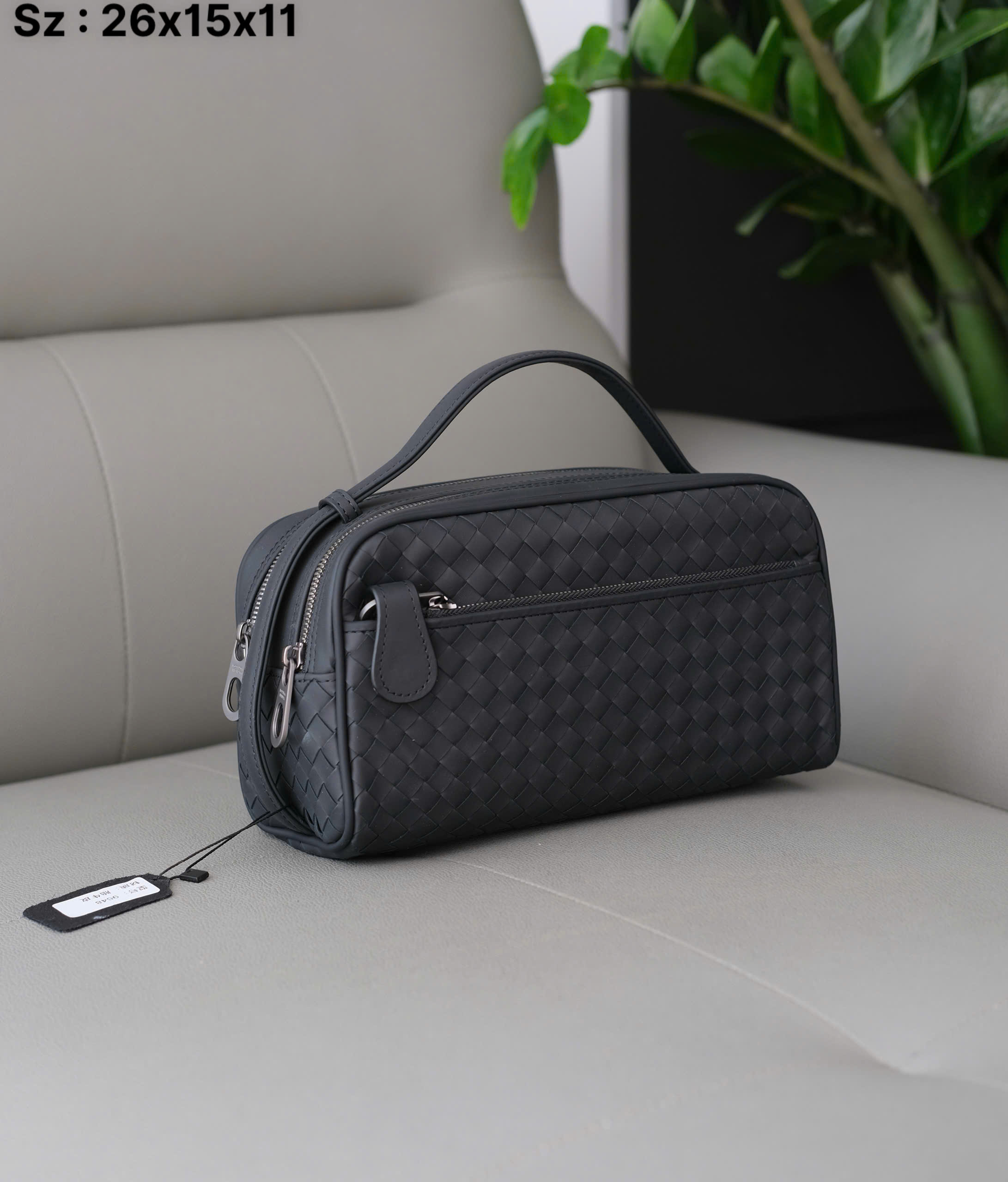 Túi ví Clutch Bottega Đen họa tiết đan lưới Like Auth DDT