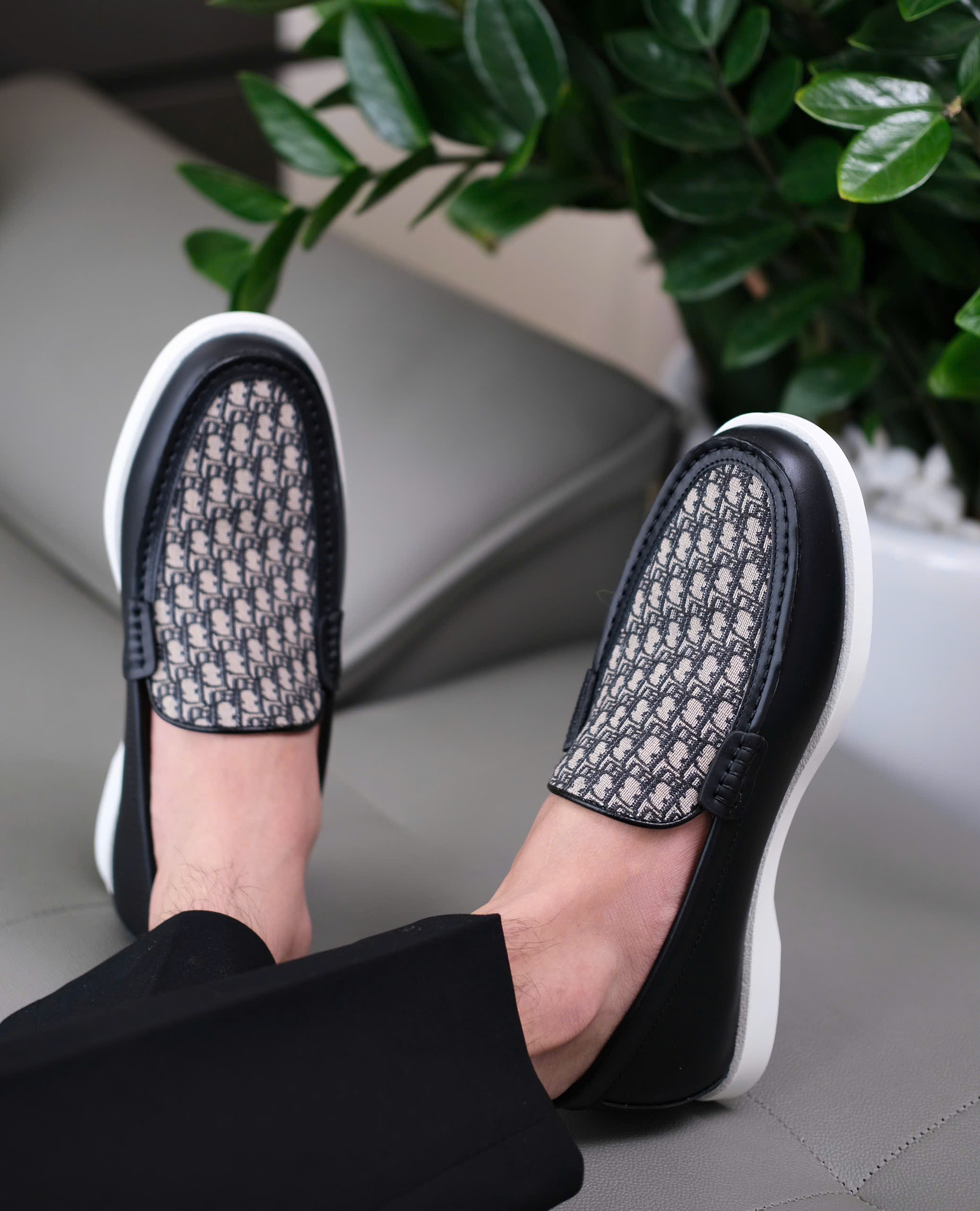 Giày loafer Dior Đen đế Trắng monogram Like Auth 38-43 DDT