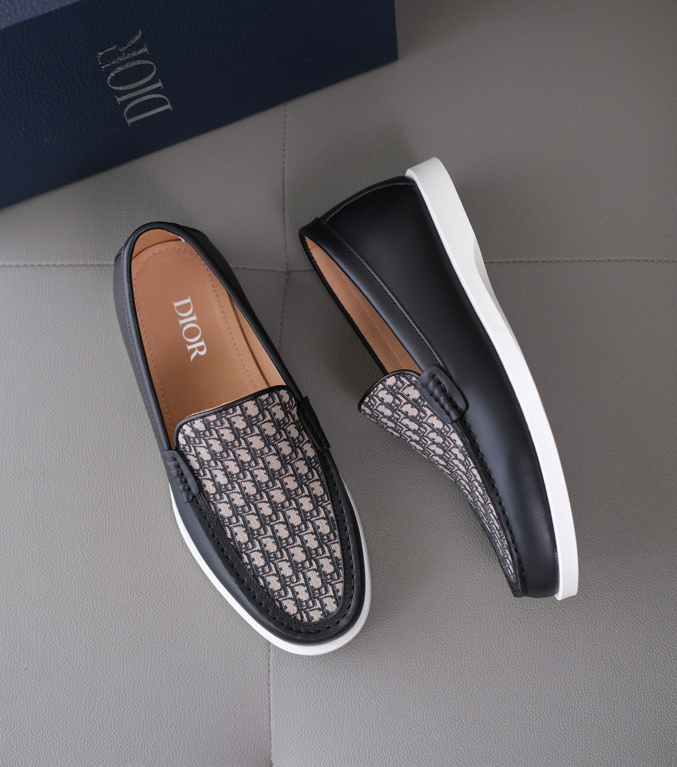 Giày loafer Dior Đen đế Trắng monogram Like Auth 38-43 DDT