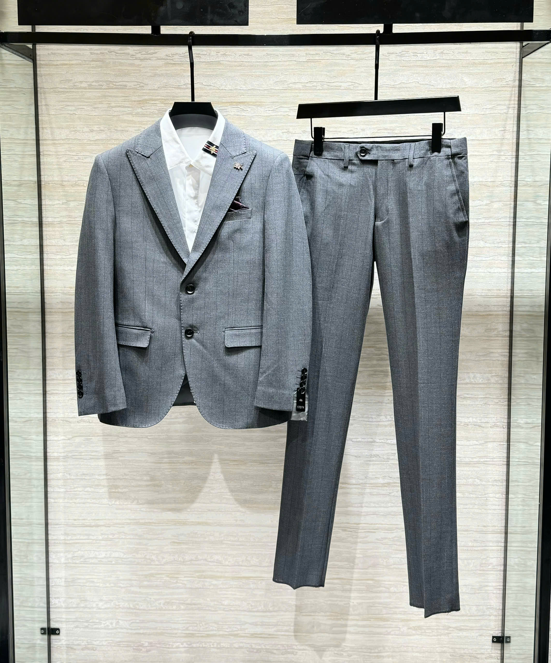 Set bộ Vest Dior CD Xám Ghi new 2026 Like Auth 46-54 DDT