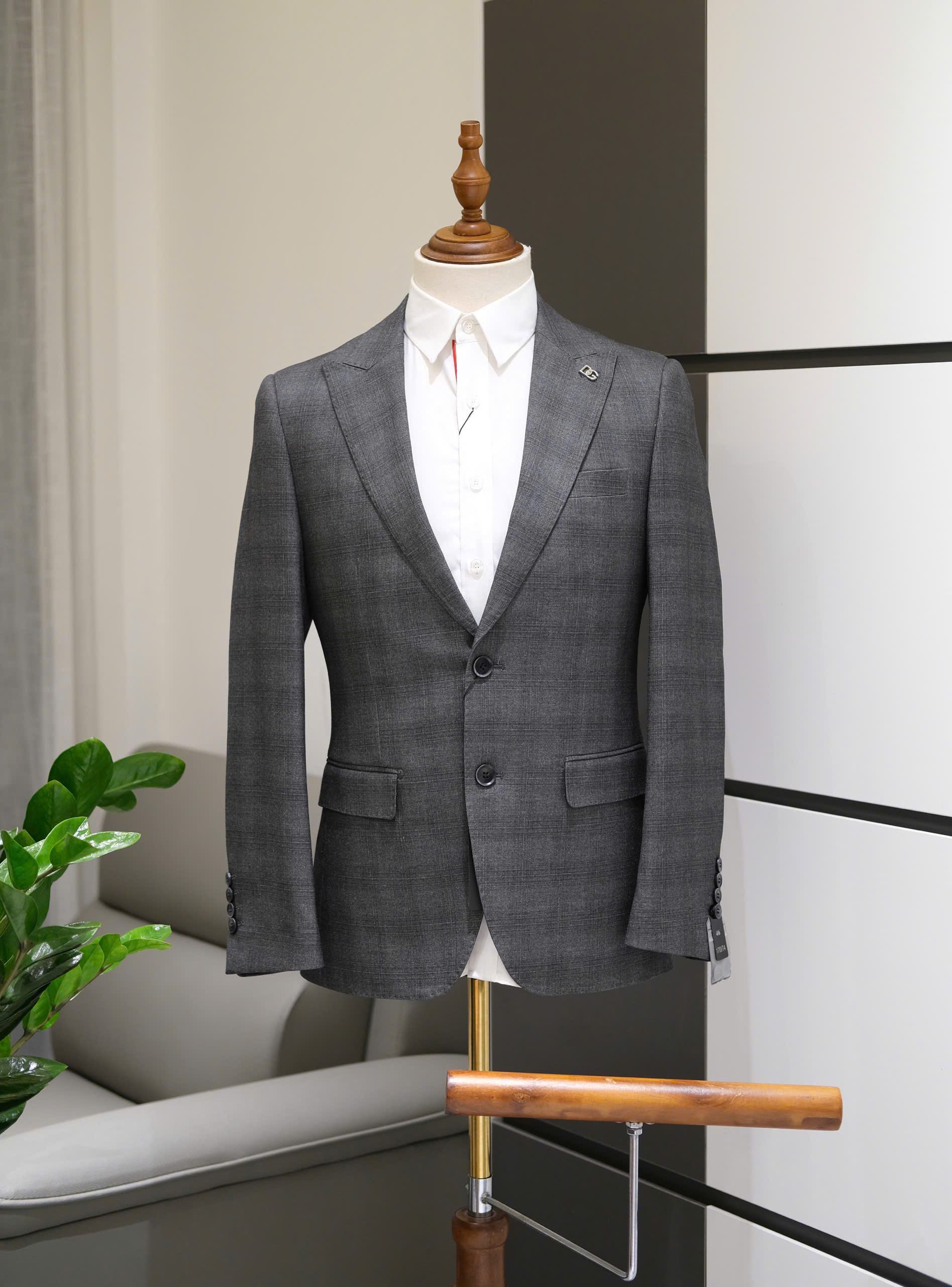 Set bộ Vest Dolce Gabbana Xám ghi kẻ ngang logo tag bạc DG new 2026 Like Auth 46-54 DDT