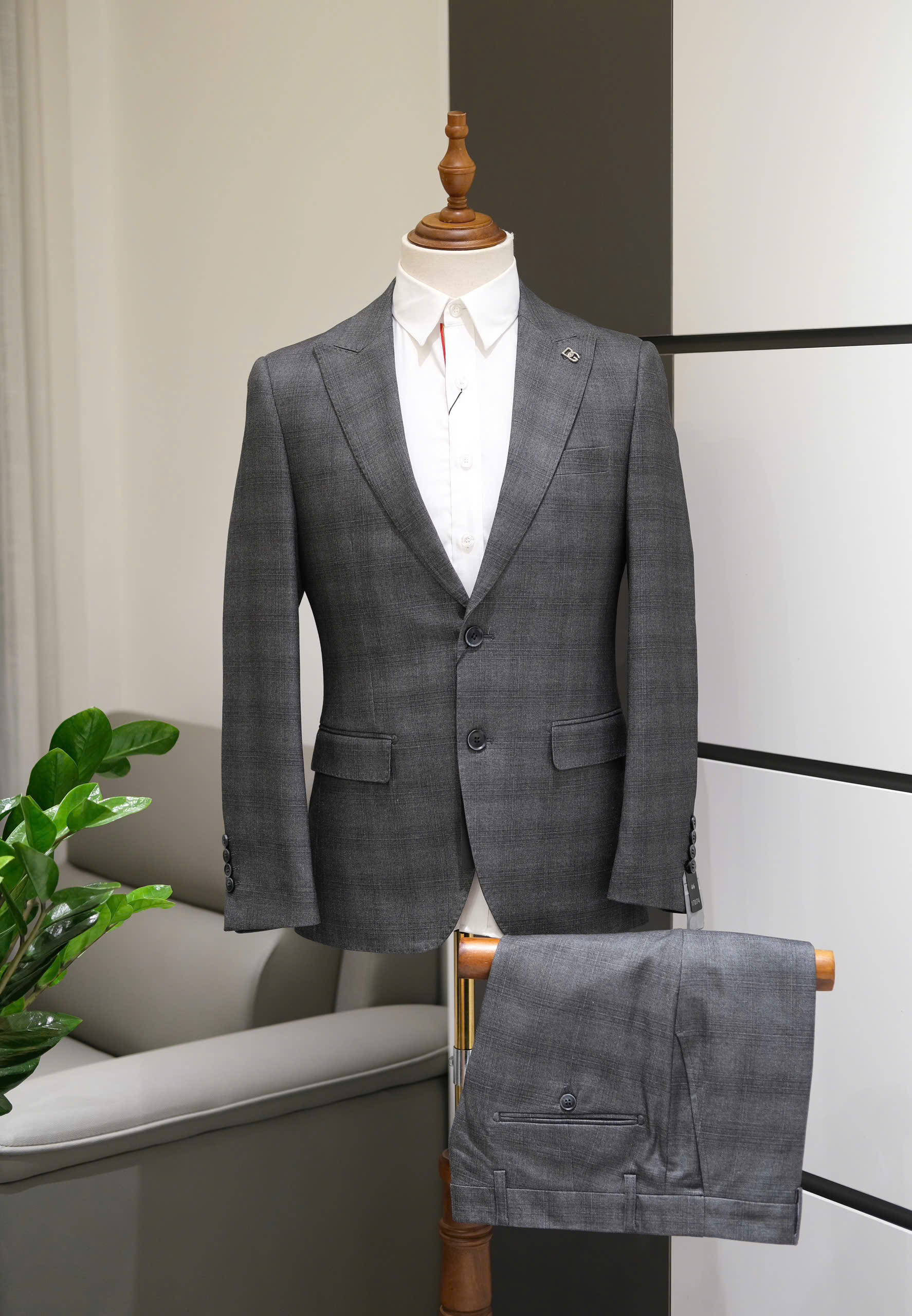 Set bộ Vest Dolce Gabbana Xám ghi kẻ ngang logo tag bạc DG new 2026 Like Auth 46-54 DDT