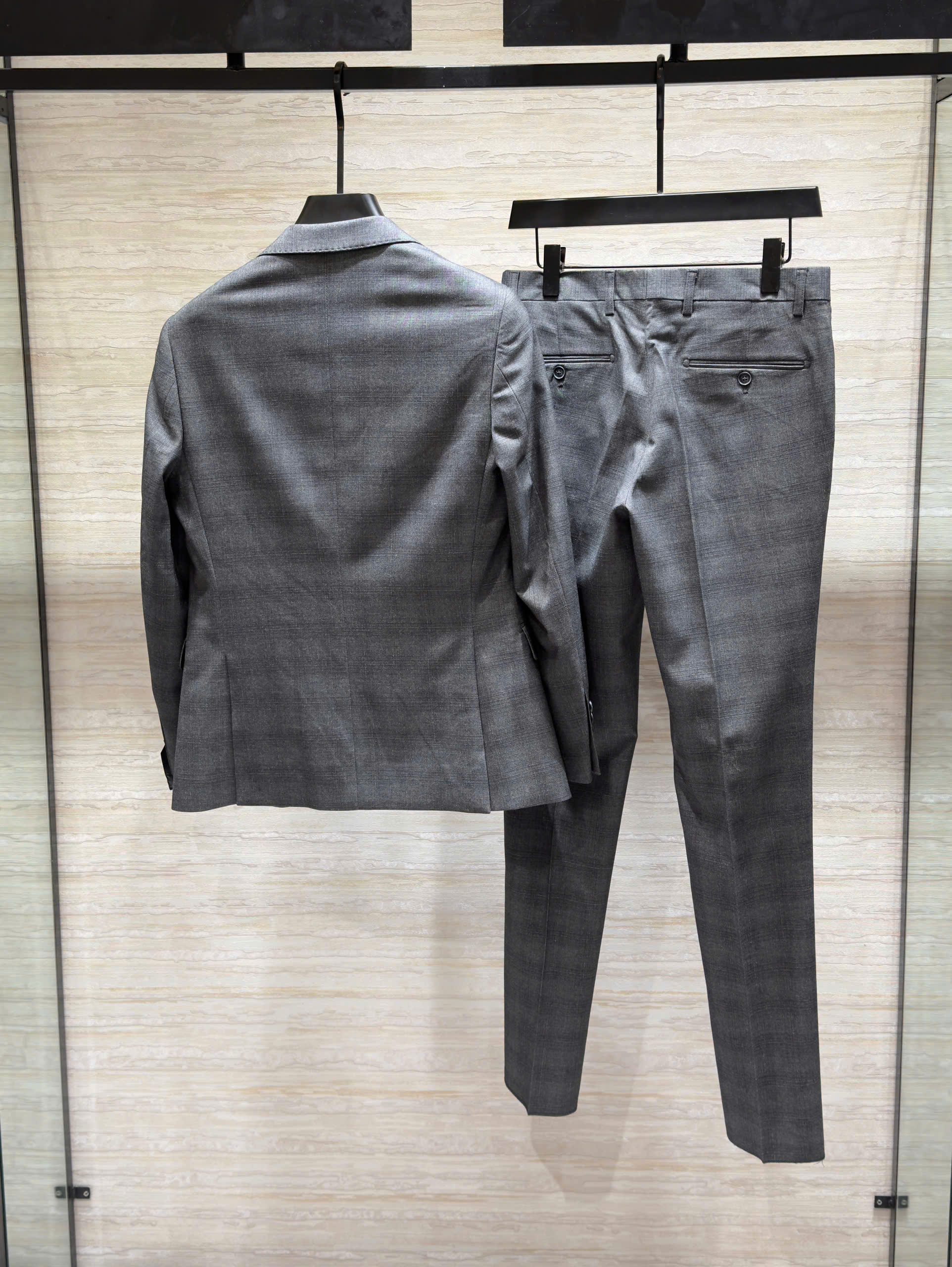 Set bộ Vest Dolce Gabbana Xám ghi kẻ ngang logo tag bạc DG new 2026 Like Auth 46-54 DDT