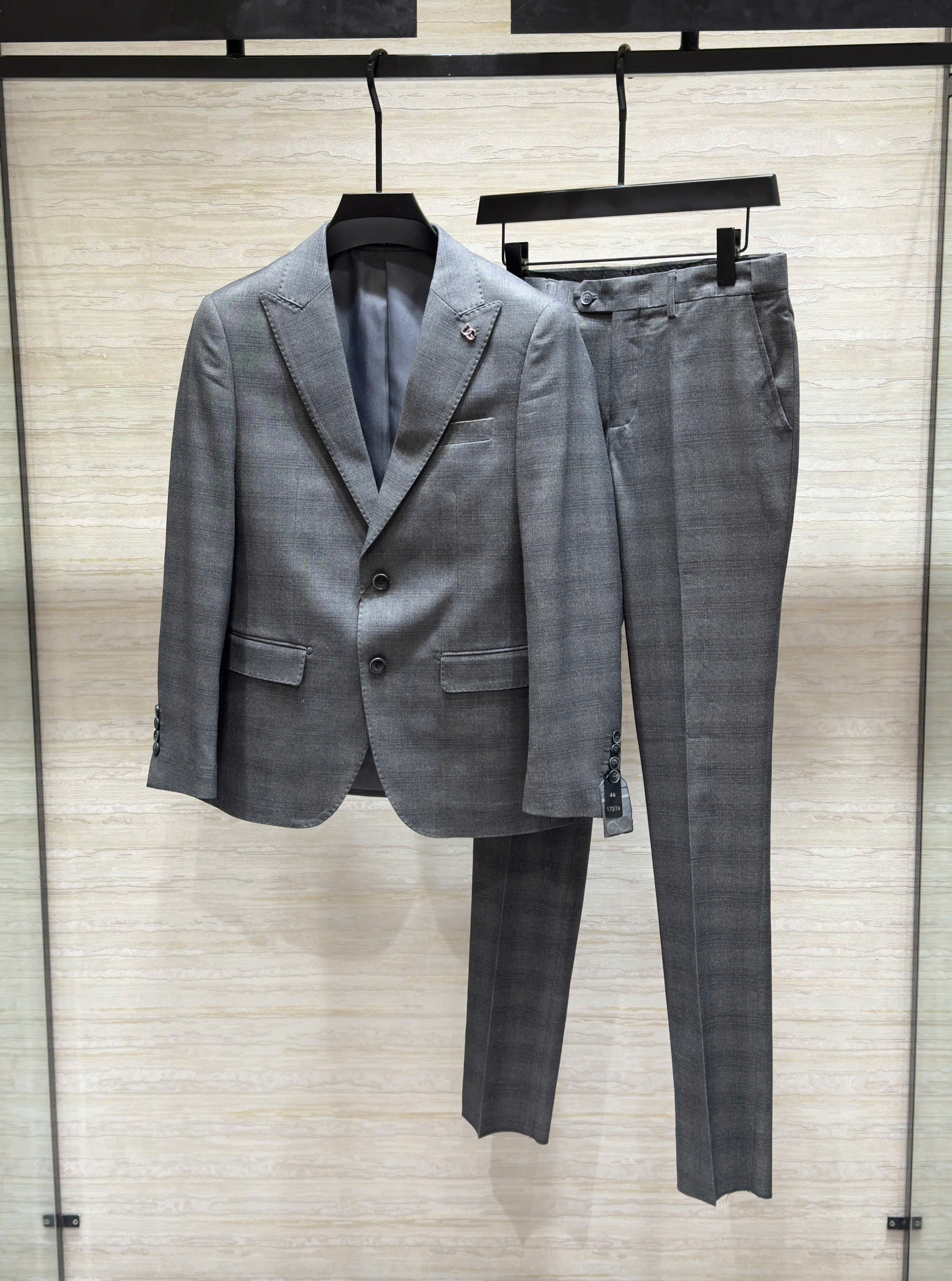 Set bộ Vest Dolce Gabbana Xám ghi kẻ ngang logo tag bạc DG new 2026 Like Auth 46-54 DDT