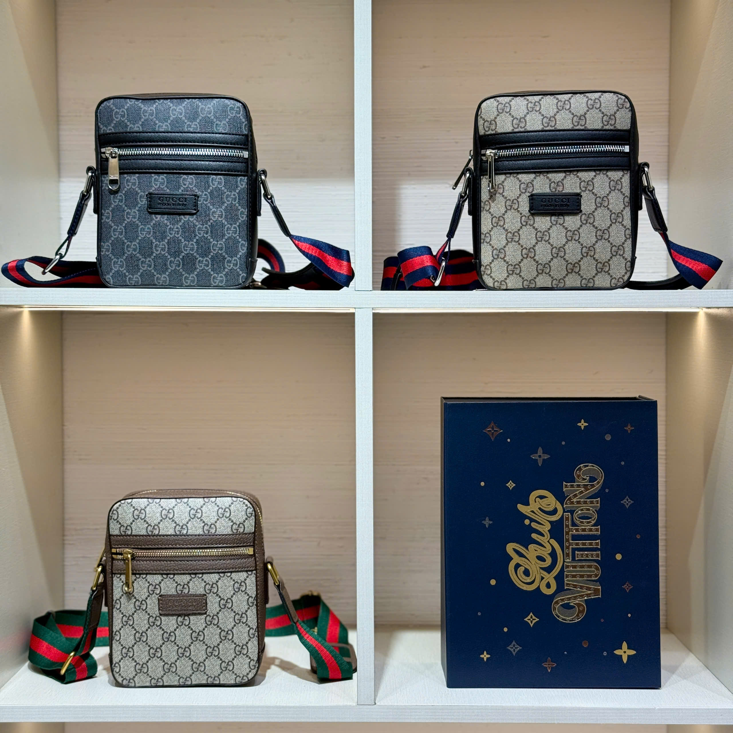 Túi đeo chéo Gucci GC Mini Bag Supreme Messenger monogram Like Auth 19x16x5 PLD