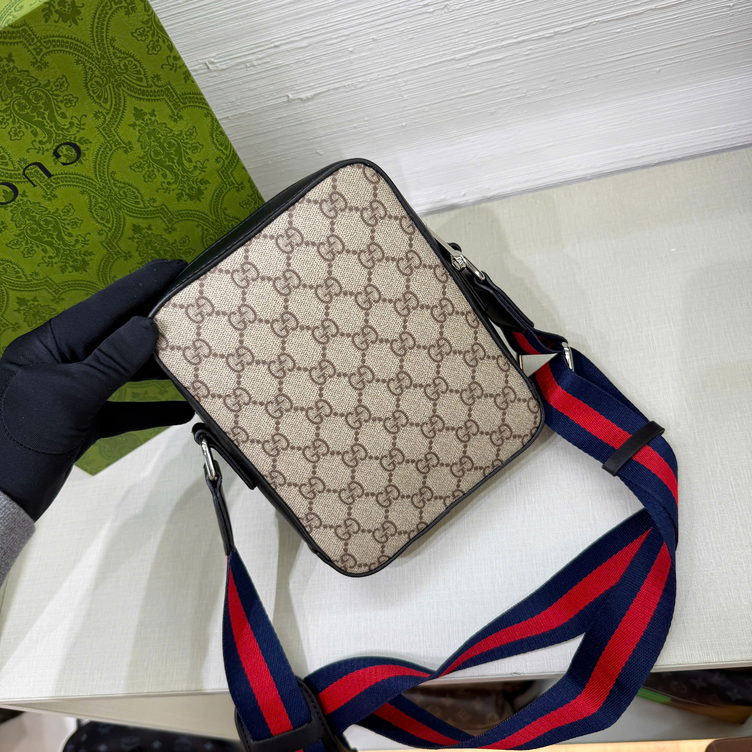 Túi đeo chéo Gucci GC Mini Bag Supreme Messenger monogram Like Auth 19x16x5 PLD
