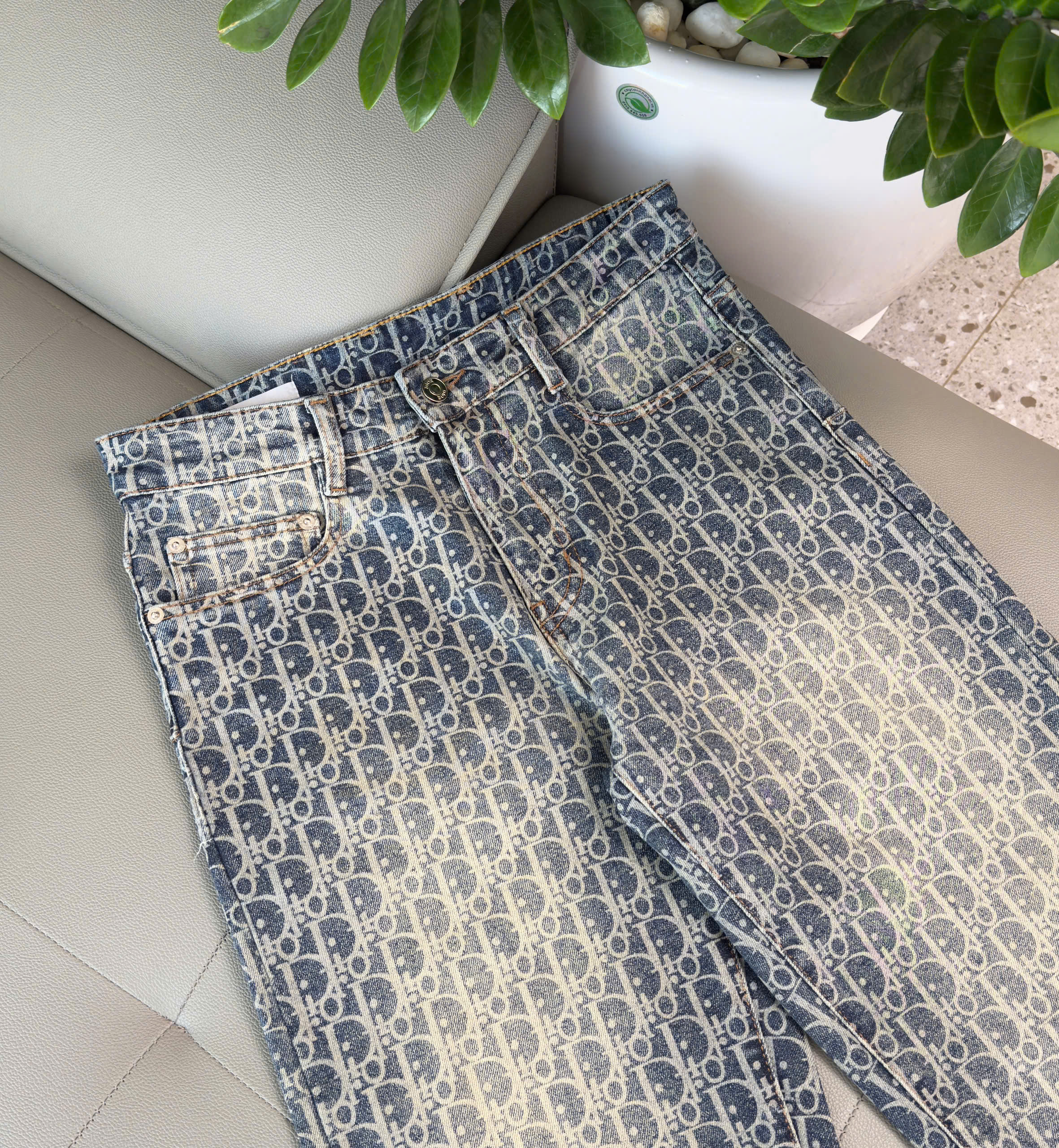 Quần Jean Dior Xanh họa tiết Obique full Like Auth 29-36 DDT