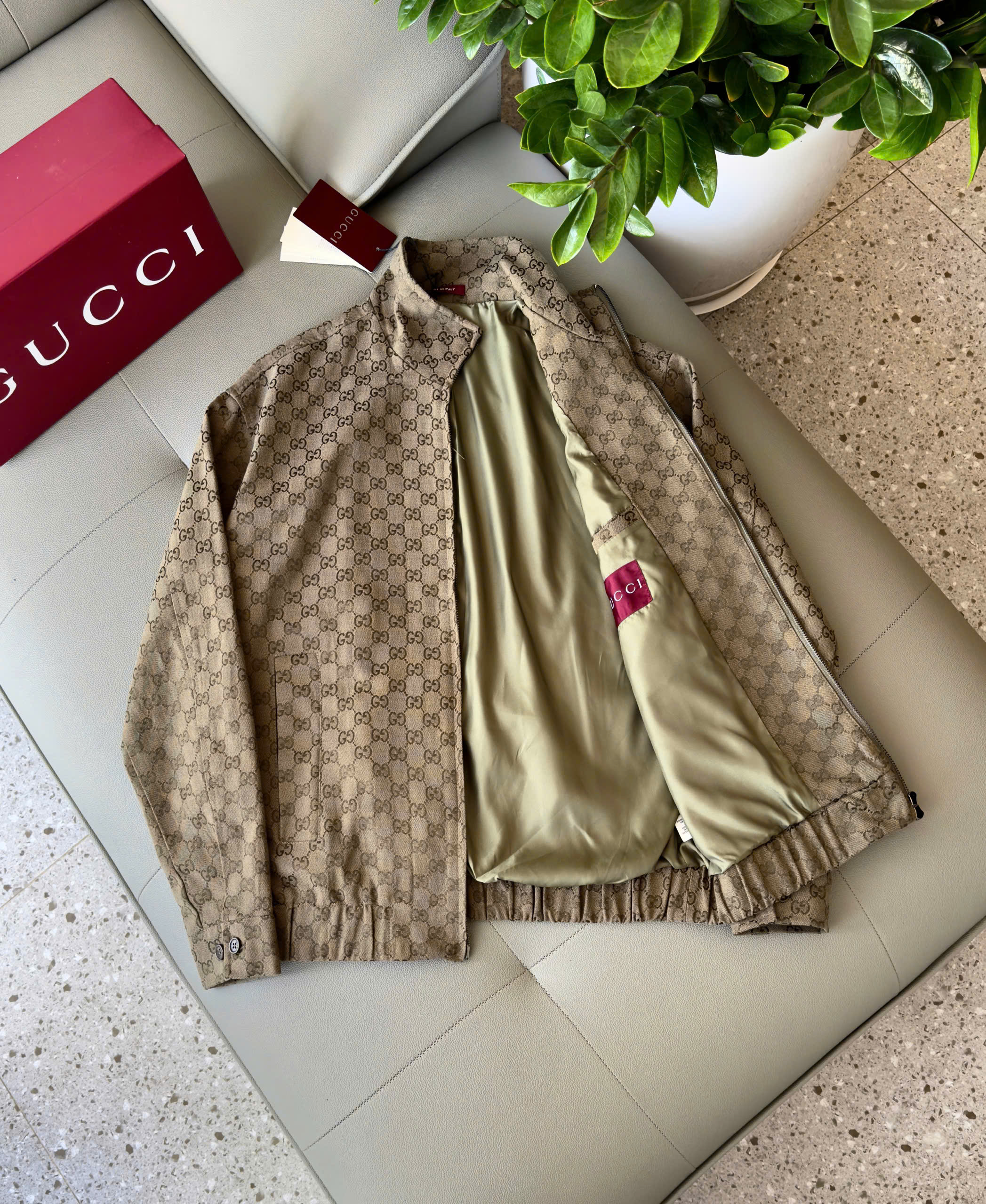 Áo khoác Jean Jacket Gucci GC Nâu monogram full Like Auth S-L DDT