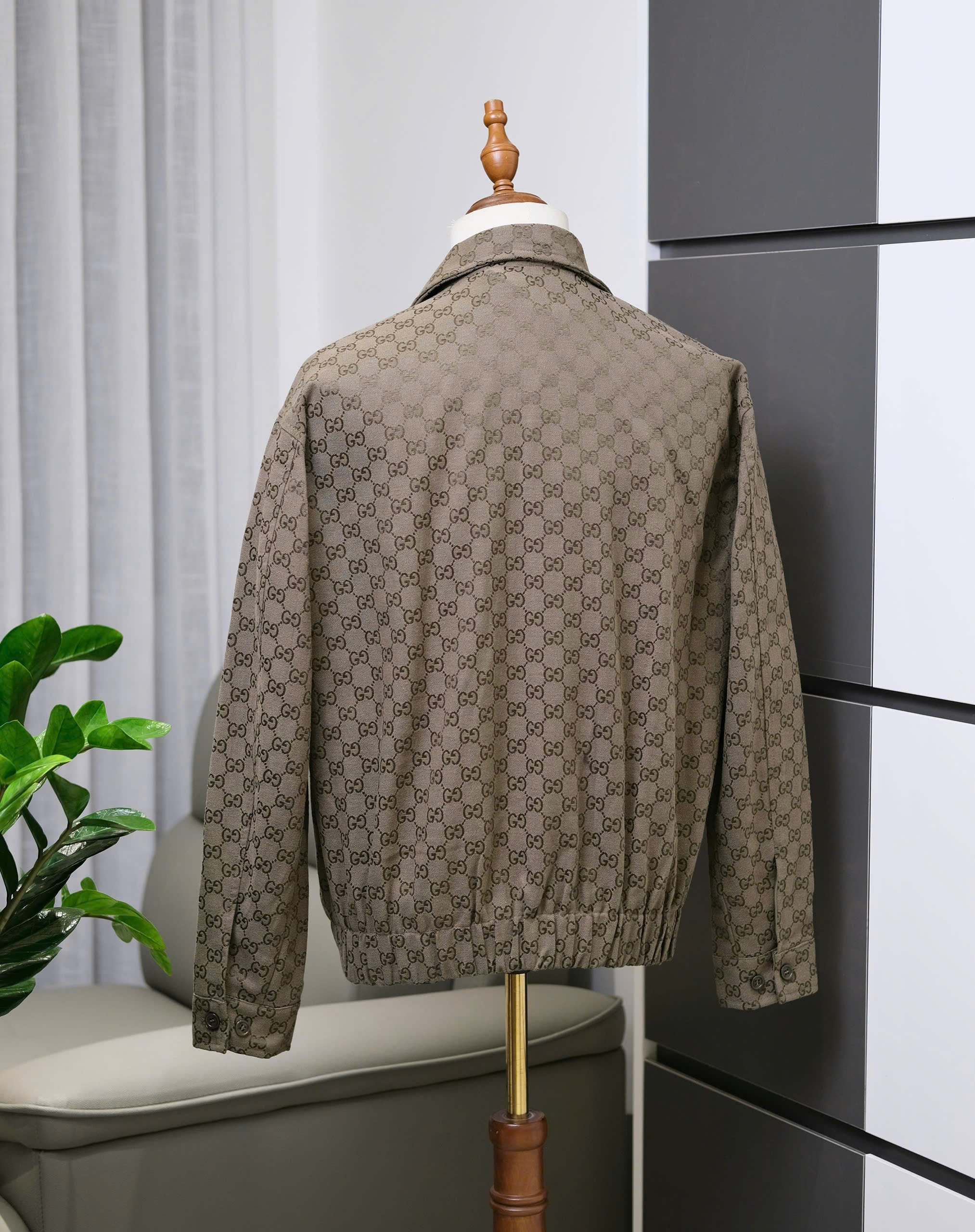 Áo khoác Jean Jacket Gucci GC Nâu monogram full Like Auth S-L DDT