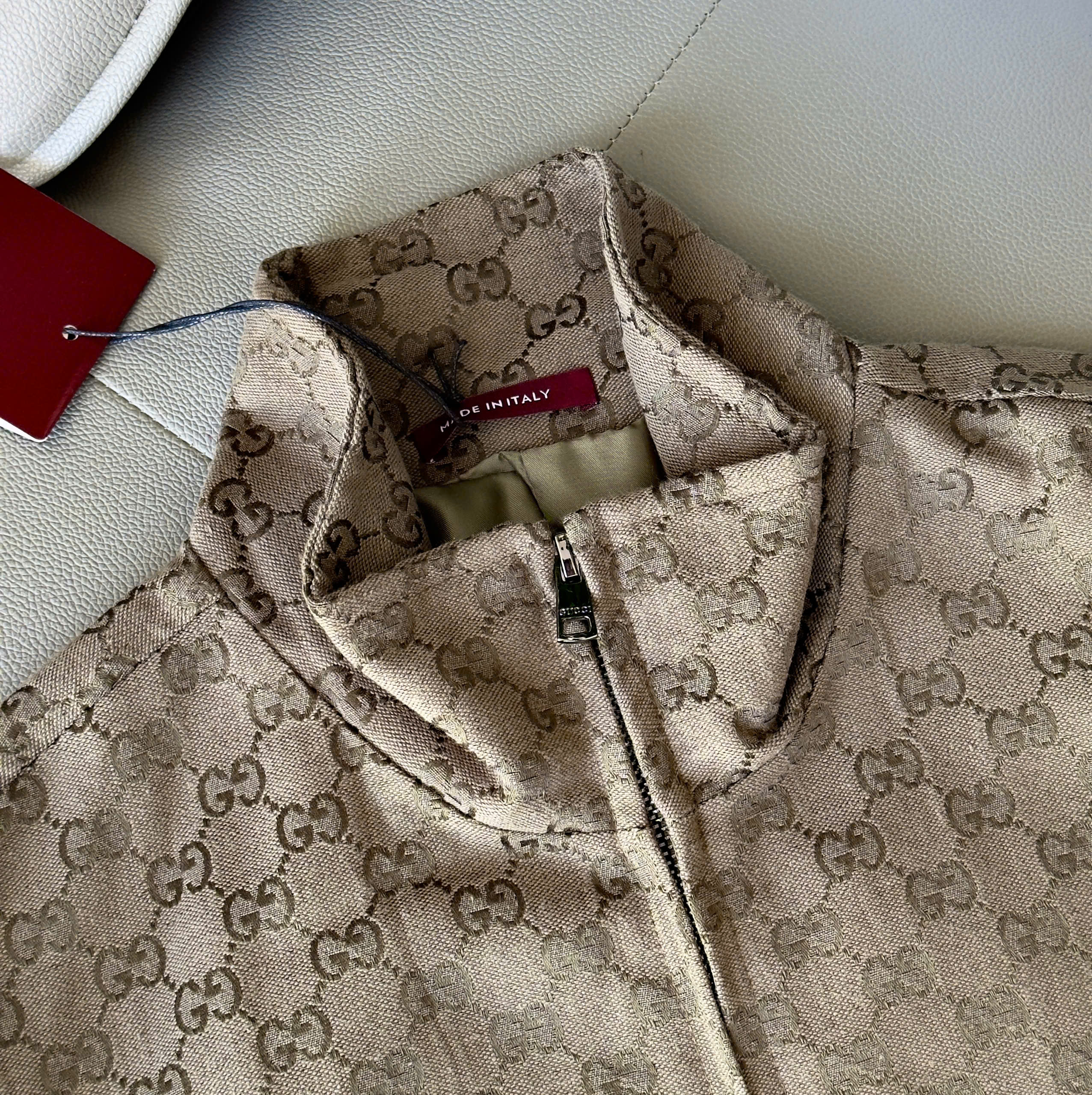 Áo khoác Jean Jacket Gucci GC Nâu monogram full Like Auth S-L DDT