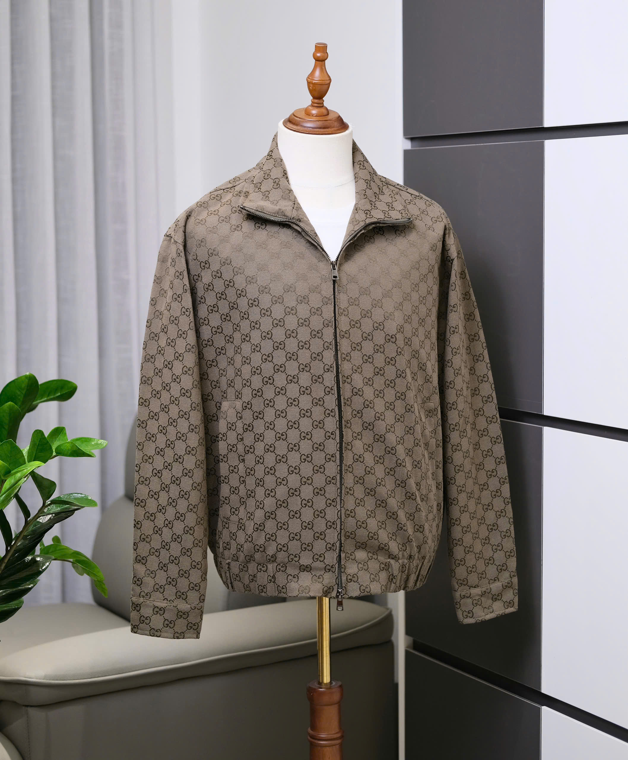 Áo khoác Jean Jacket Gucci GC Nâu monogram full Like Auth S-L DDT