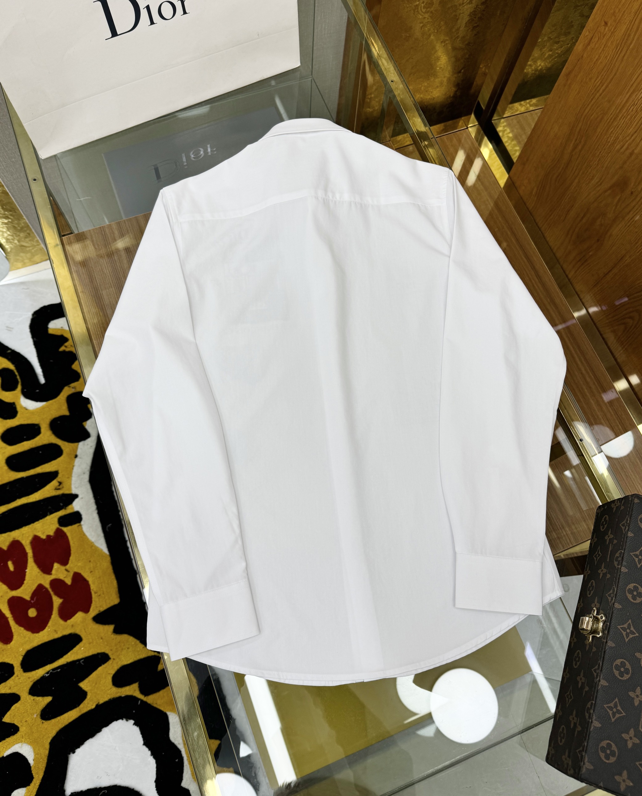 Áo sơ mi dài tay Dior CD Trắng họa tiết tòa nhà tag logo Like Auth on web CD