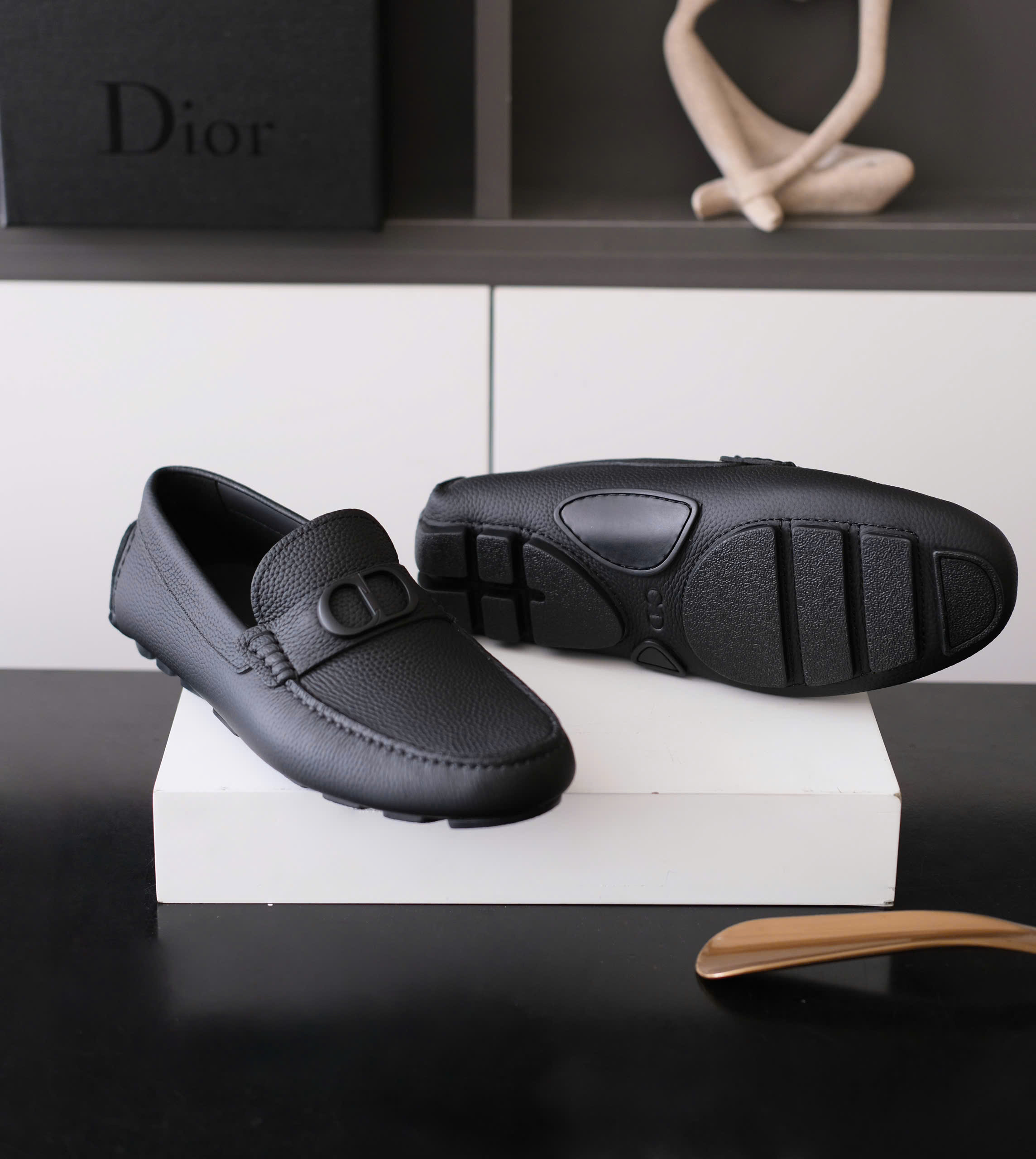 Giày moca Dior Đen sần logo CD tag Đen Like Auth 38-43 DDT
