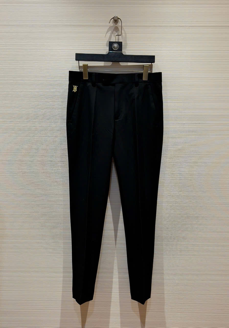 Quần âu tây Burberry BBR Đen logo thêu TB chỉ Vàng Like AUth 28-34 DDT