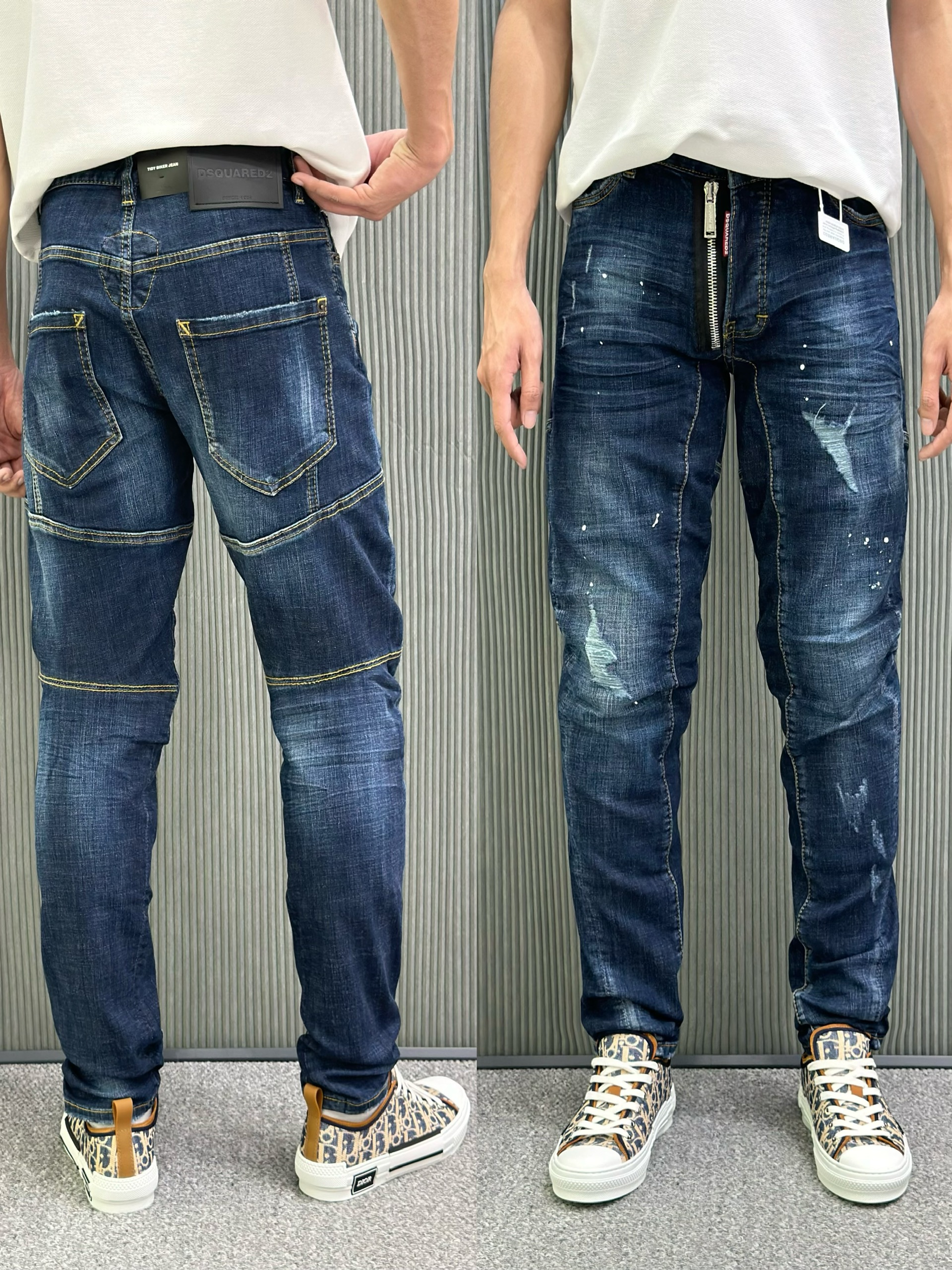 Quần Jean Biker Dsquared2 DSQ 2083 Xanh công ống khóa lệch Like Auth 42-54 VTN