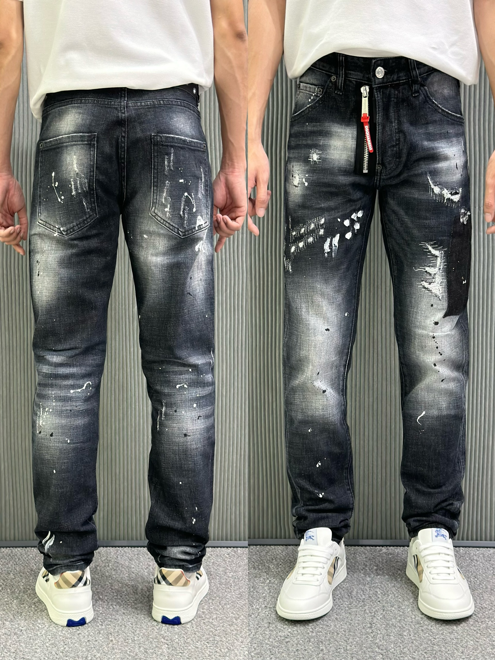 Quần Jean Dsquared2 DSQ 037 Đen rách vá ô khóa lệch Like Auth 44-52 VTN