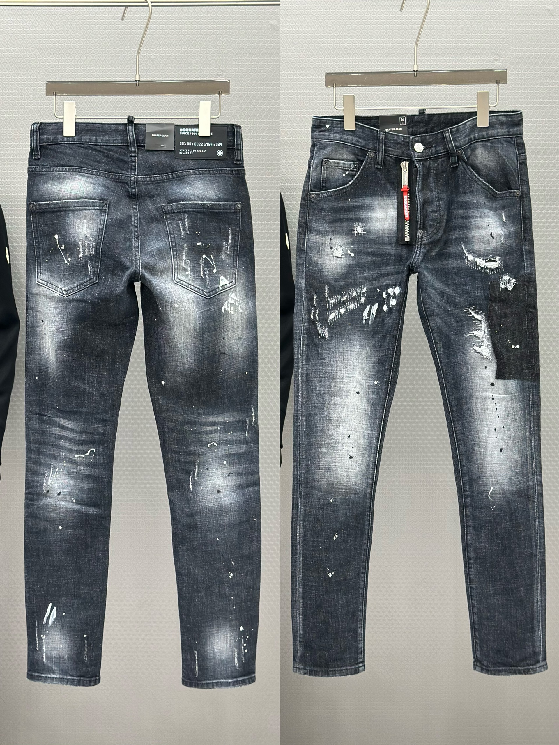 Quần Jean Dsquared2 DSQ 037 Đen rách vá ô khóa lệch Like Auth 44-52 VTN