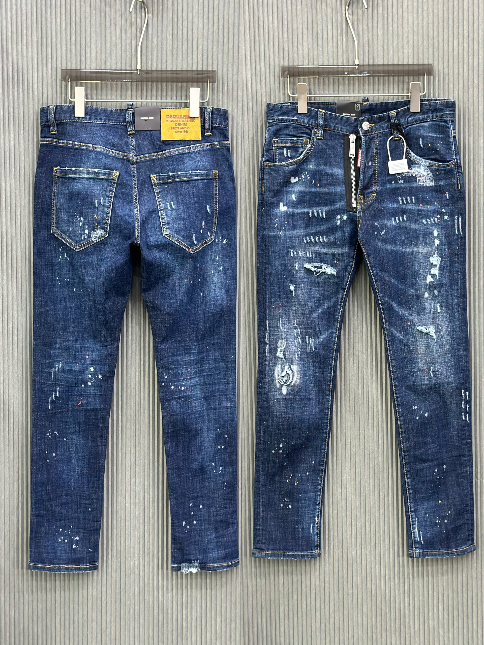 Quần Jean Dsquared2 DSQ 2062 Xanh rách xước khóa lệch Like Auth 44-52 VTN
