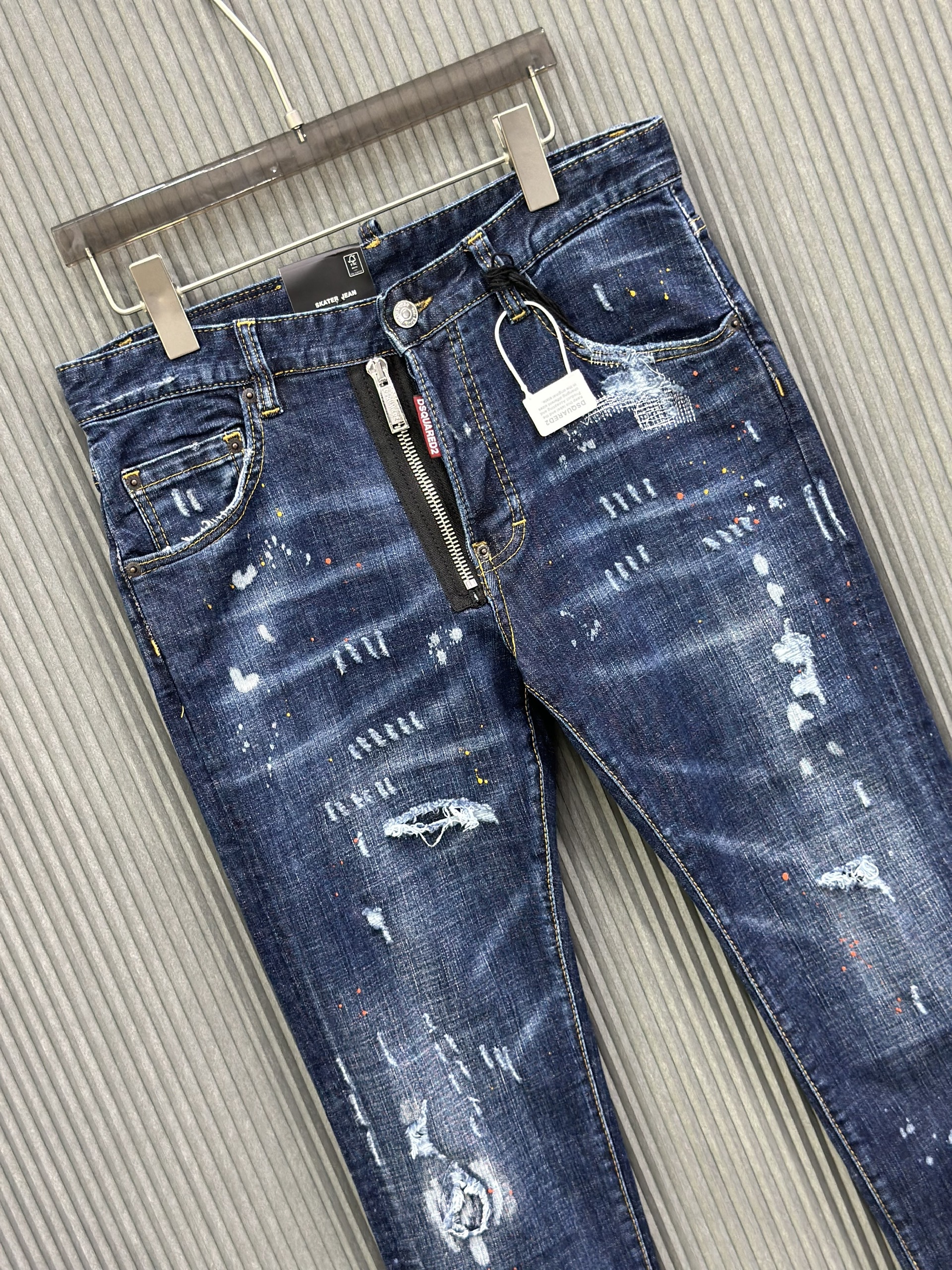 Quần Jean Dsquared2 DSQ 2062 Xanh rách xước khóa lệch Like Auth 44-52 VTN