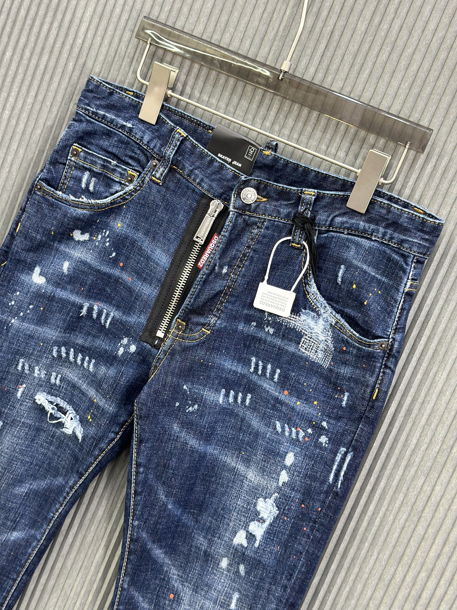 Quần Jean Dsquared2 DSQ 2062 Xanh rách xước khóa lệch Like Auth 44-52 VTN